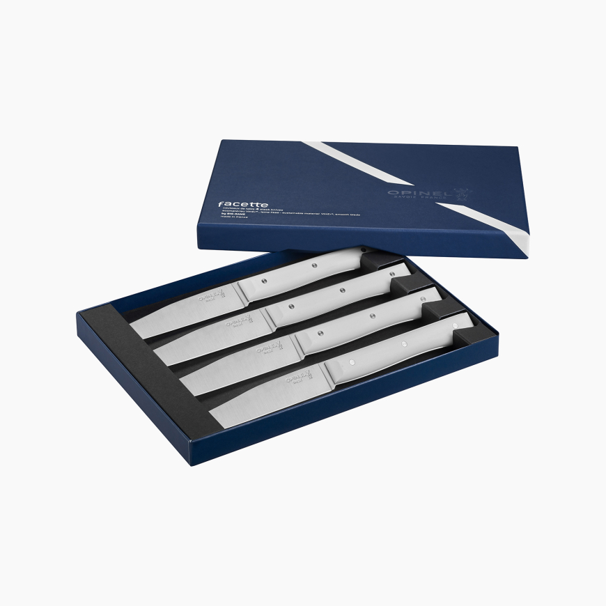 Set of 4 Facette White table knives