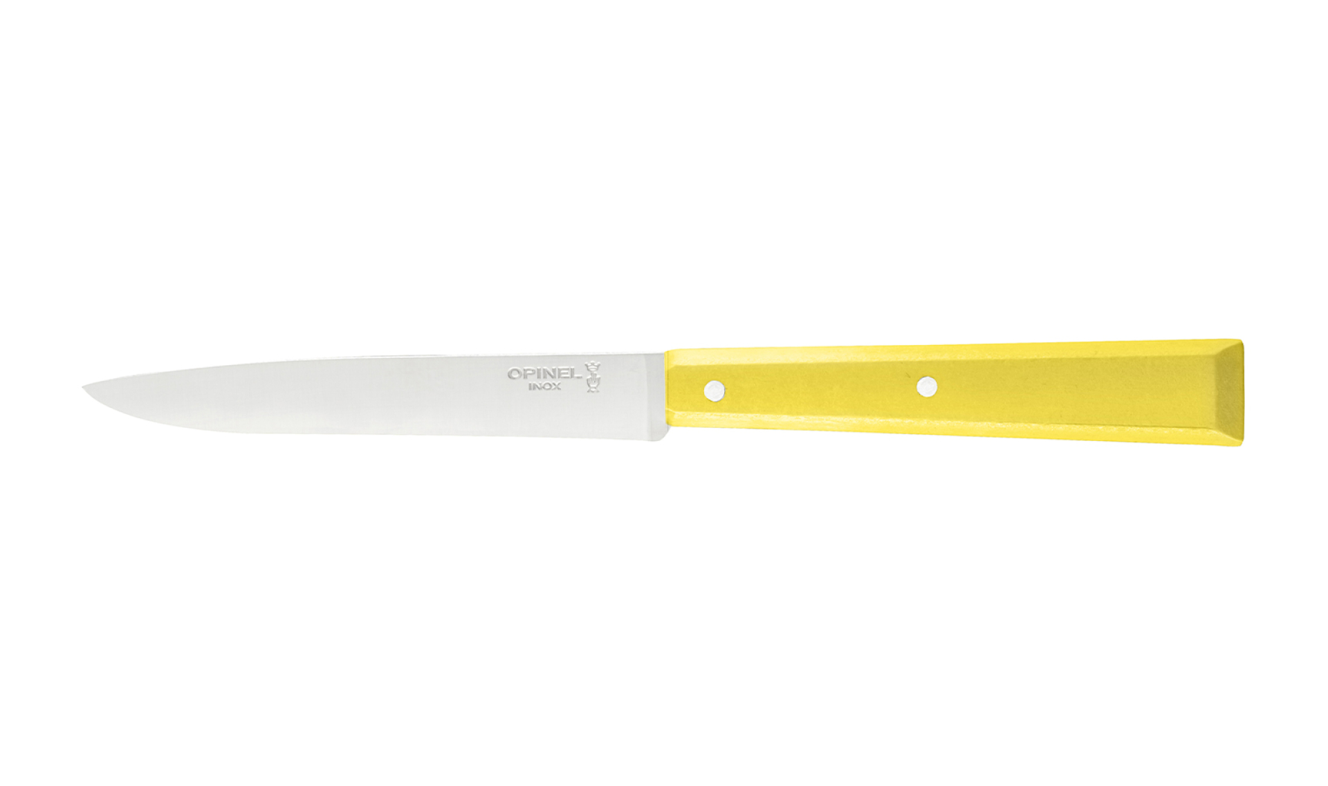 Opinel - Tischmesser N°125 Gelb - Personalisierbar - Glatte Klinge aus rostfreiem Stahl 11 cm Steakmesser - Holzgriff - Made in France