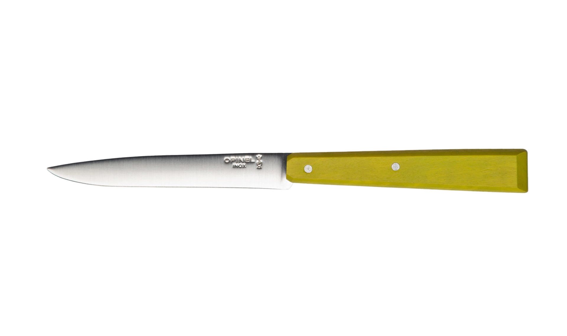 Opinel - Table Knife N°125 Lime - Customisable - Smooth stainless steel steak blade 11 cm - Wooden handle - Made in France