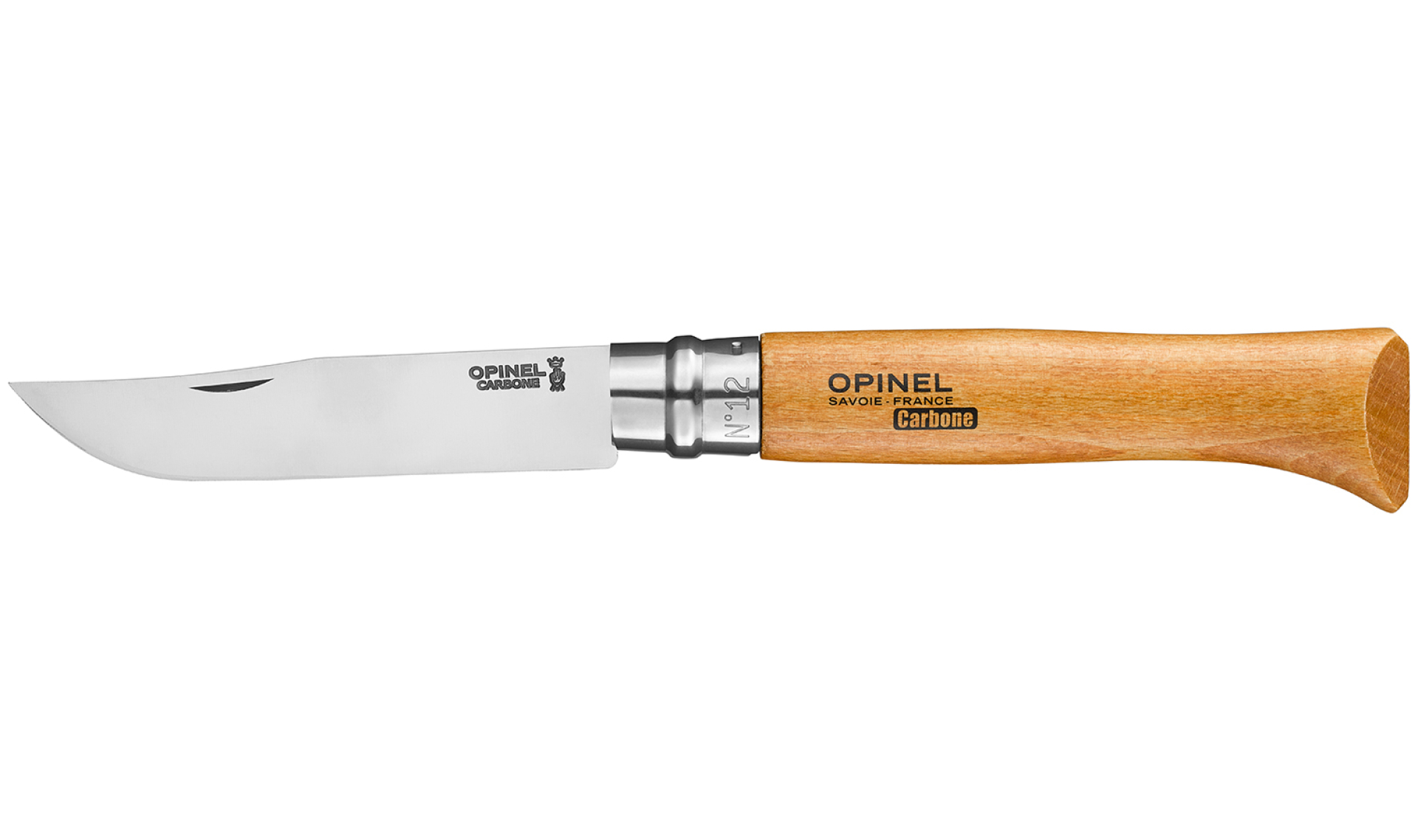 Opinel - Pocket Knife N°12 Carbon - Customisable - Carbon steel blade 12 cm - Beechwood handle - Made in France