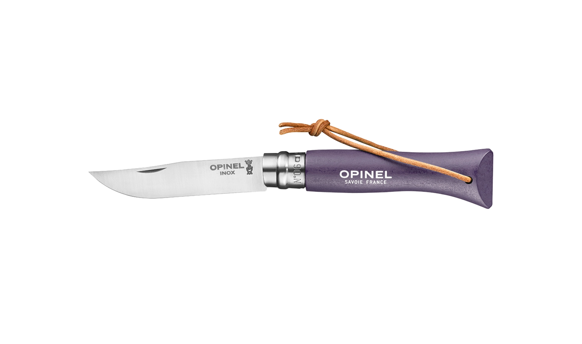Opinel - Taschenmesser N°06 Baroudeur Violett Grau - Personalisierbar - Klinge aus rostfreiem Stahl 7 cm - Griff aus farbigem Holz - Made in France