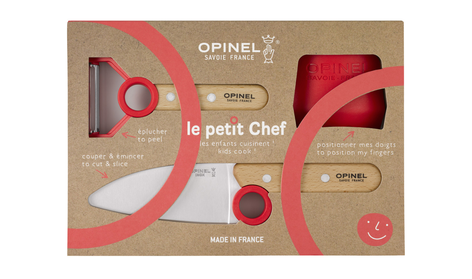 Coffret Opinel enfant Le Petit Chef vert 3 accessoires