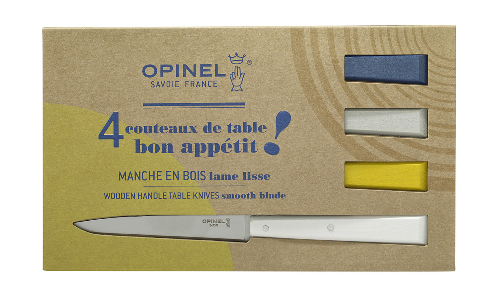 Opinel Knives Set of 4 table knives N°125 Bon Appetit Céleste 11cm blade