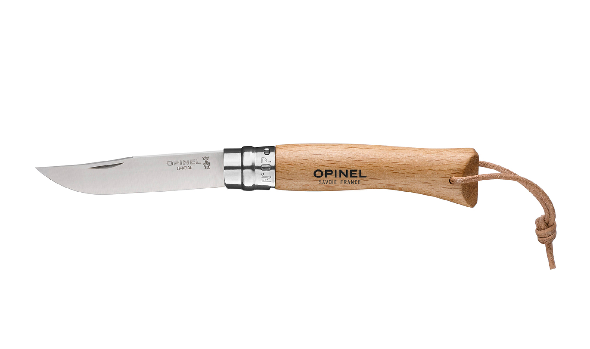 Opinel - Pocket Knife N°07 Bushwhacker Natural - Customisable - Stainless steel blade 8 cm - Beechwood handle - Made in France