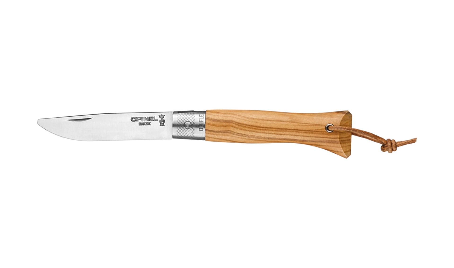 Opinel - Taschenmesser néo6 Opiflex Olivier - Personalisierbar - 7 cm Klinge aus rostfreiem Stahl mit runder Spitze - Holzgriff - Made in France