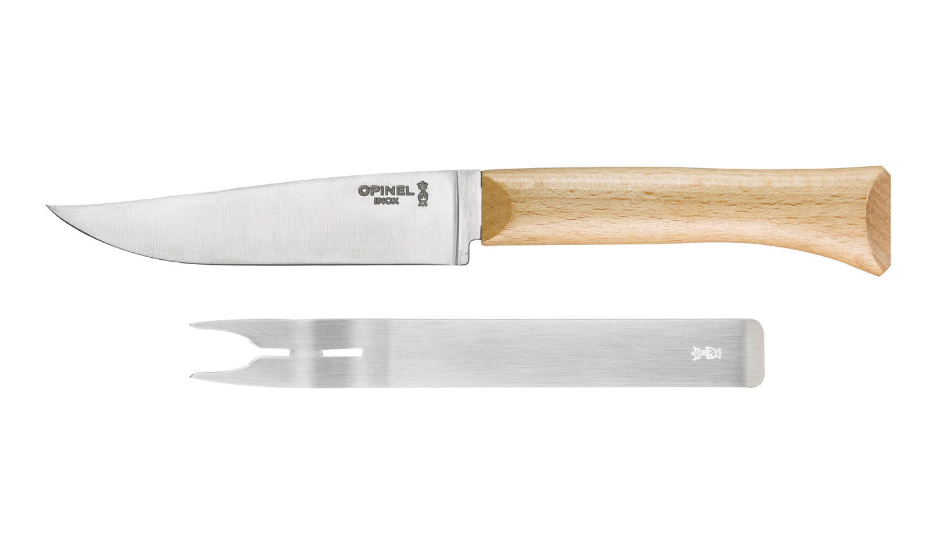 Opinel - Cheese Set Knife and Fork - Customisable - Tableware - Stainless steel blade 12.5 cm - Beechwood handle - Made in France