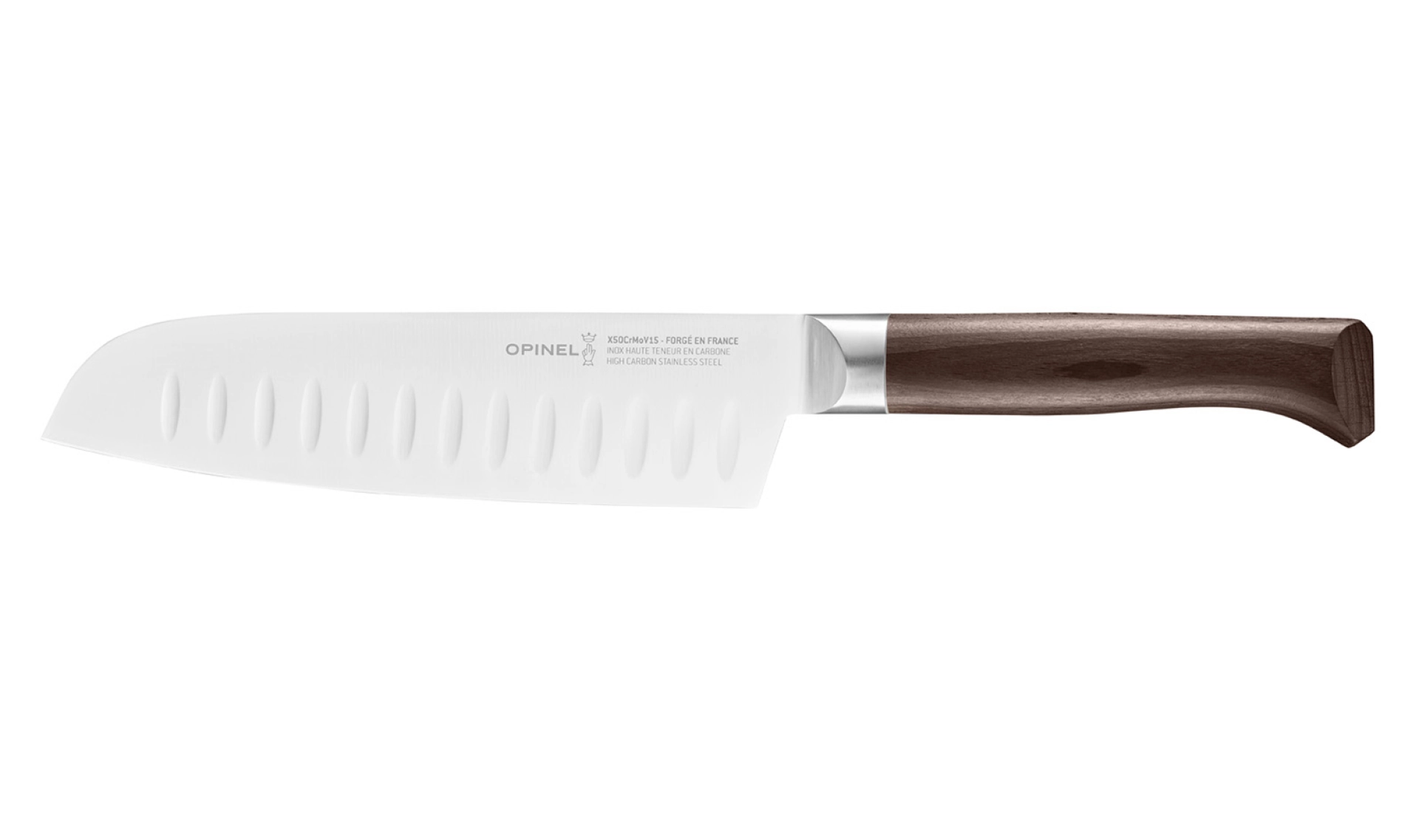 Opinel - Küchenmesser Santoku Les Forgés 1890 - Personalisierbar - Klinge aus rostfreiem Stahl 17 cm - Holzgriff - Made in France