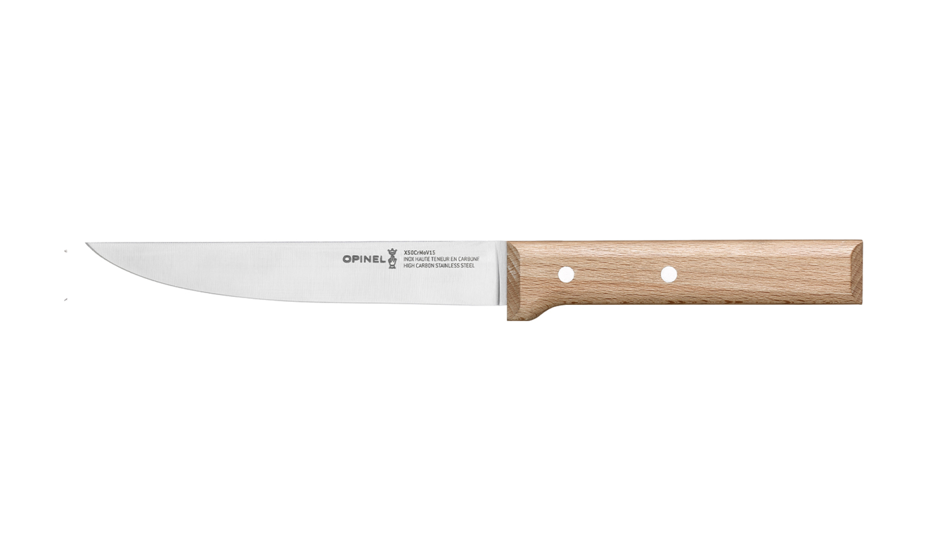Opinel - Kitchen Knife Carving N°120 Parallèle - Customisable - Stainless steel blade 16 cm - Wooden handle - Made in France