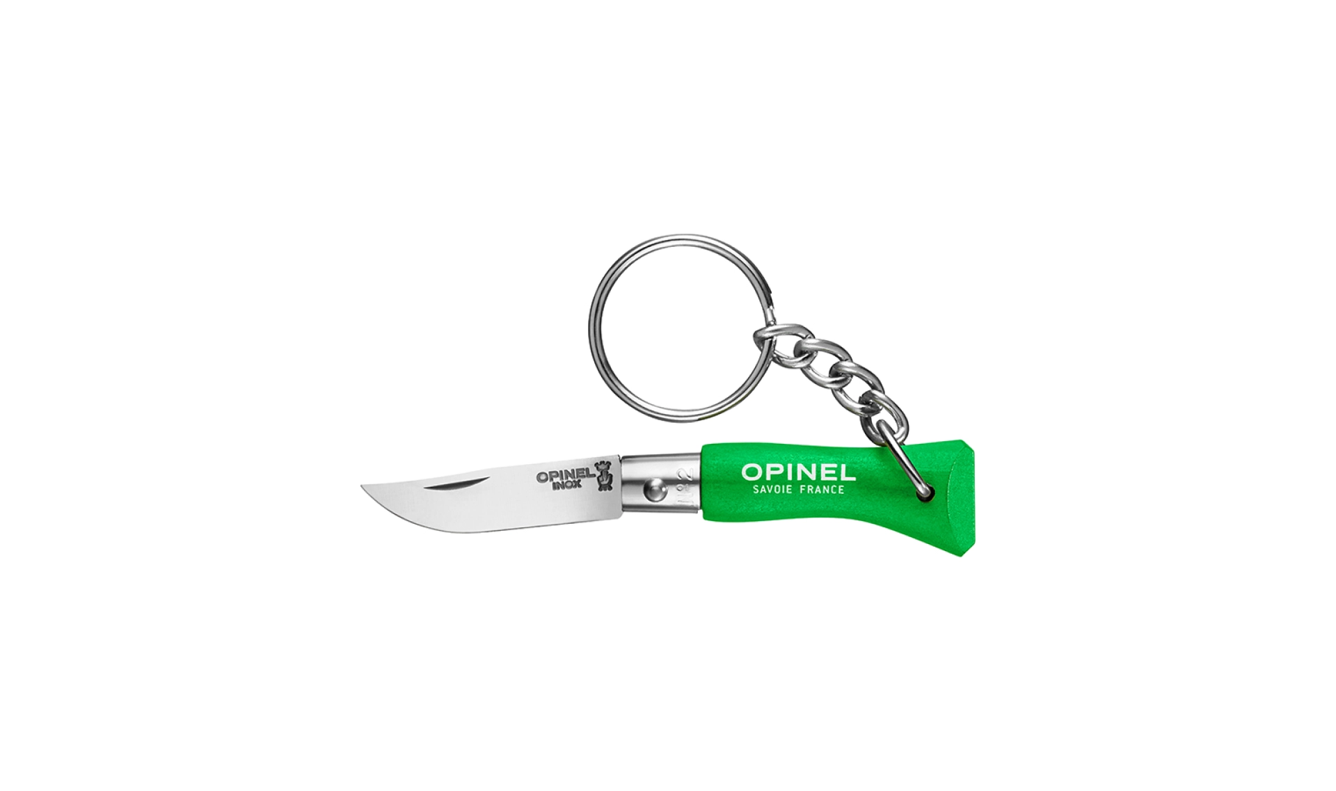 Opinel - Keychain Knife N°02 Green Meadow - 3,5 cm Stainless Steel Blade - Hornbeam wood handle - Made in France