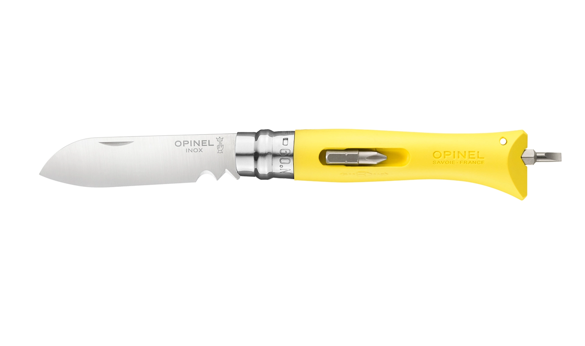 Opinel - Pocket Knife N°09 DIY Yellow - Customisable - Stainless steel blade 8 cm - Cross-head screw handle - Made in France