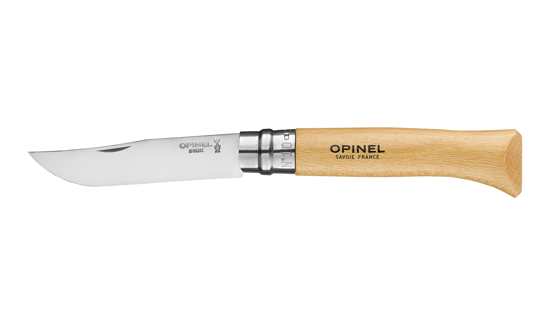 Opinel - Taschenmesser N°10 Inox - Personalisierbar - Klinge aus rostfreiem Stahl 10 cm - Griff aus Buchenholz - Made in France