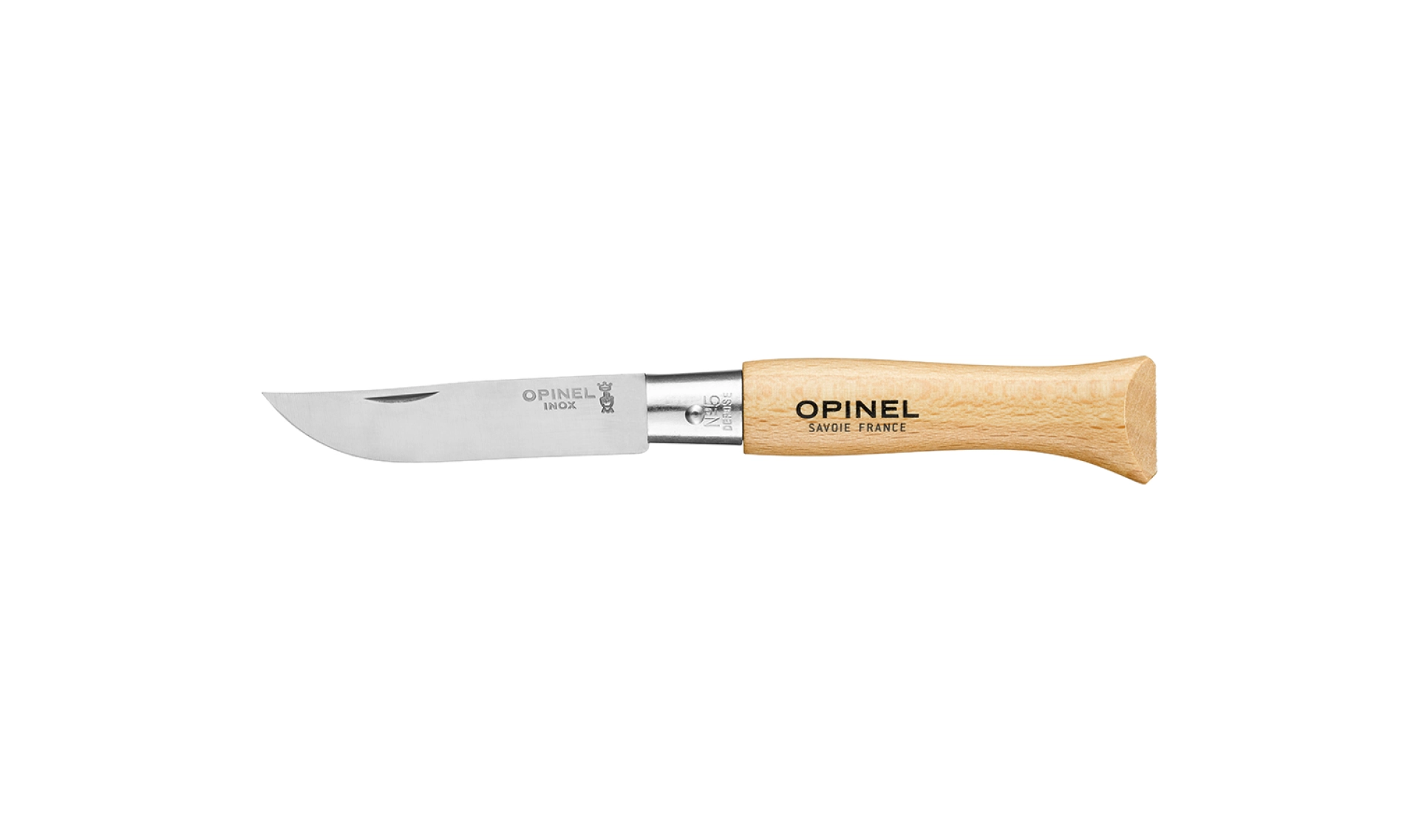 Opinel - Taschenmesser N°05 Inox - Klinge aus rostfreiem Stahl 6 cm - Griff aus Buchenholz - Made in France