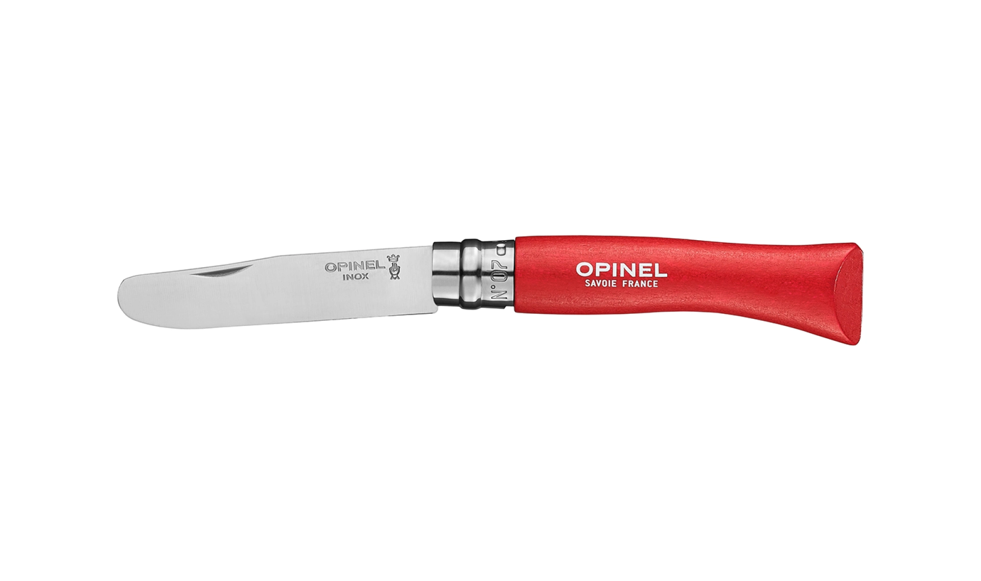 Opinel - Taschenmesser für Kinder Mein erstes Opinel Rot - Personalisierbar - Klinge mit runder Spitze 8 cm Edelstahl - Holzgriff - Made in France