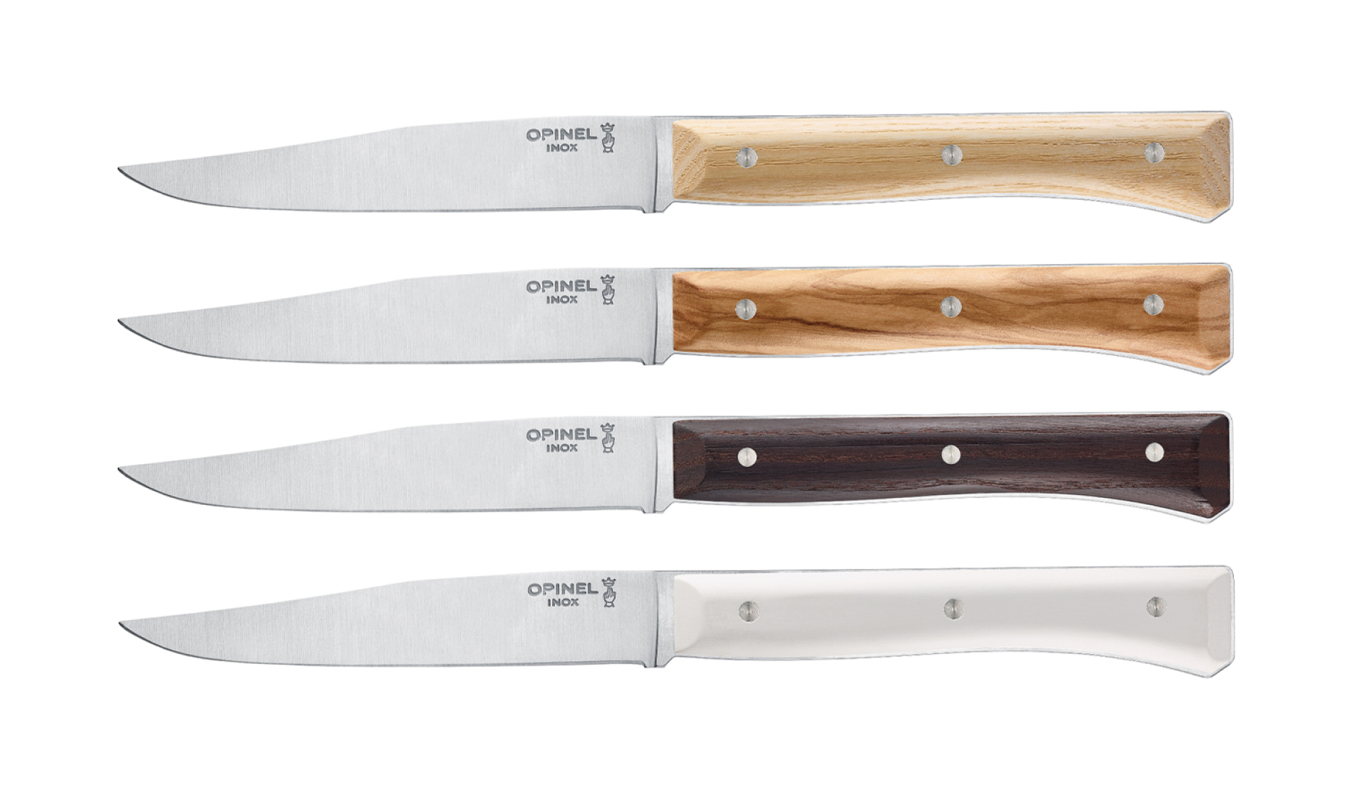 Opinel set of 4 Facette Mixed table knives with full tang blade