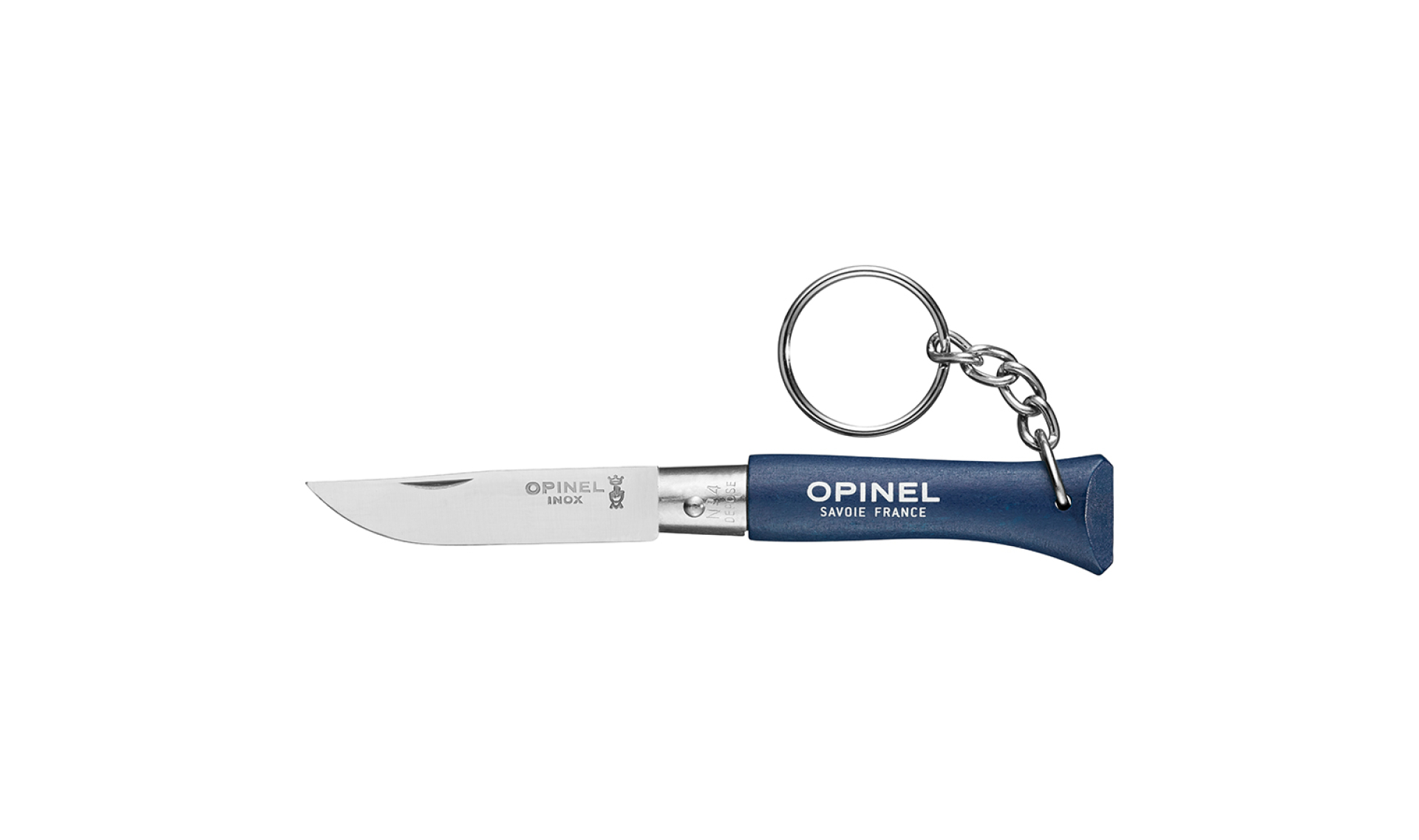 Opinel - Pocket Knife Keychain N°04 Dark Blue - Customisable - Stainless steel blade 5 cm - Coloured Wooden Handle - Made in France