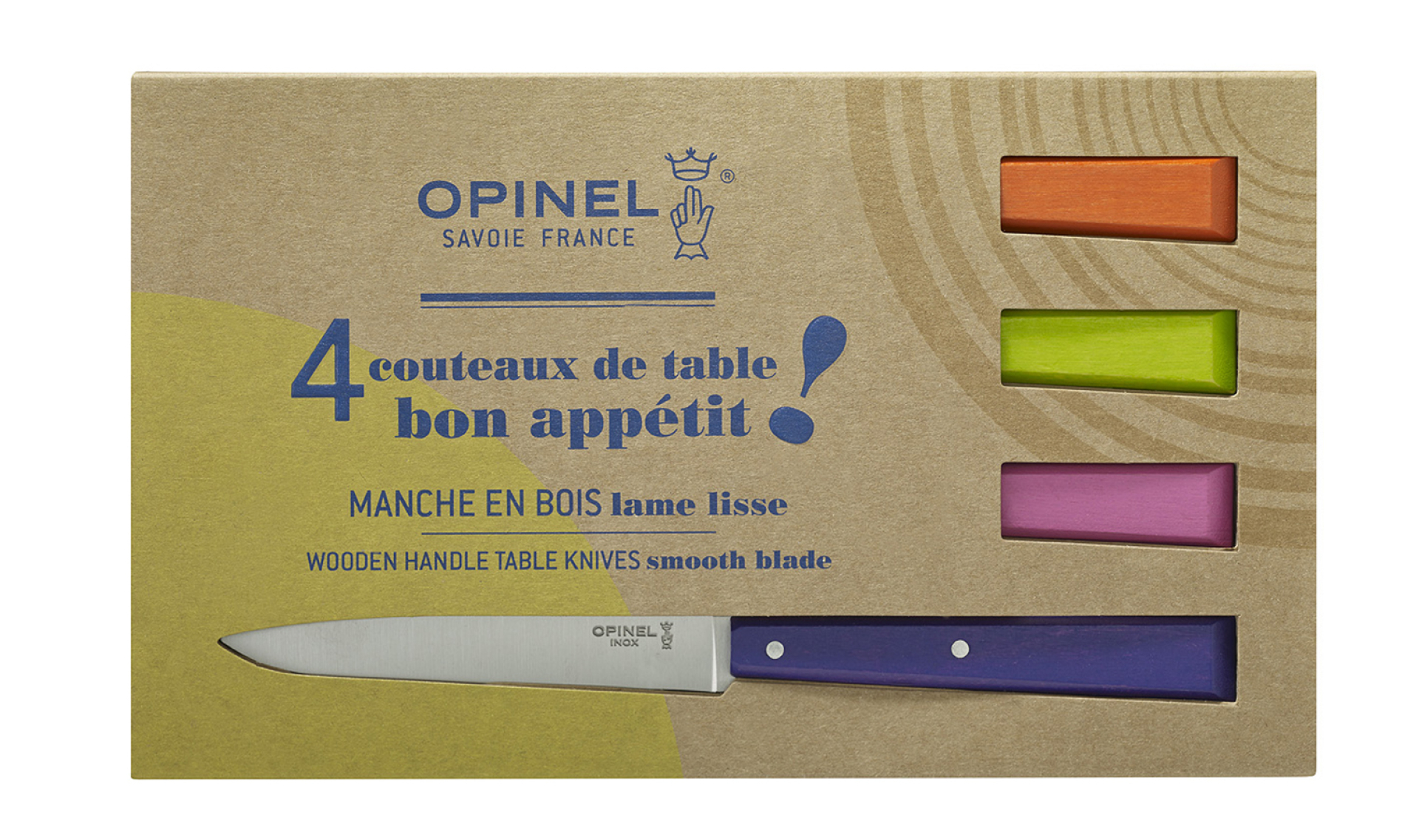 Opinel Knives Set of 4 table knives N°125 Bon Appetit Pop 11cm blade