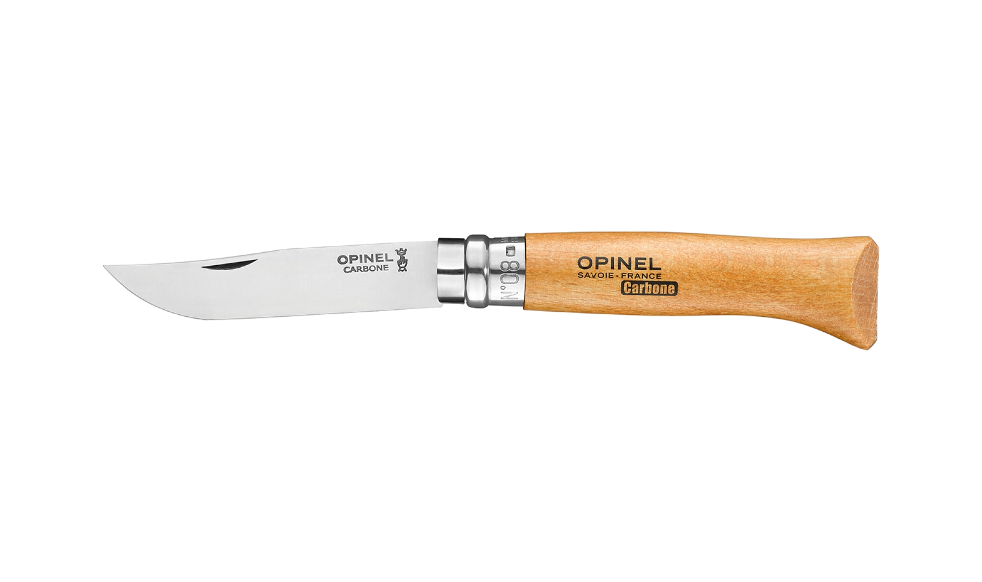 Opinel - Taschenmesser N°08 Carbon - Personalisierbar - Klinge aus Kohlenstoffstahl 8,5 cm - Griff aus Buchenholz - Made in France