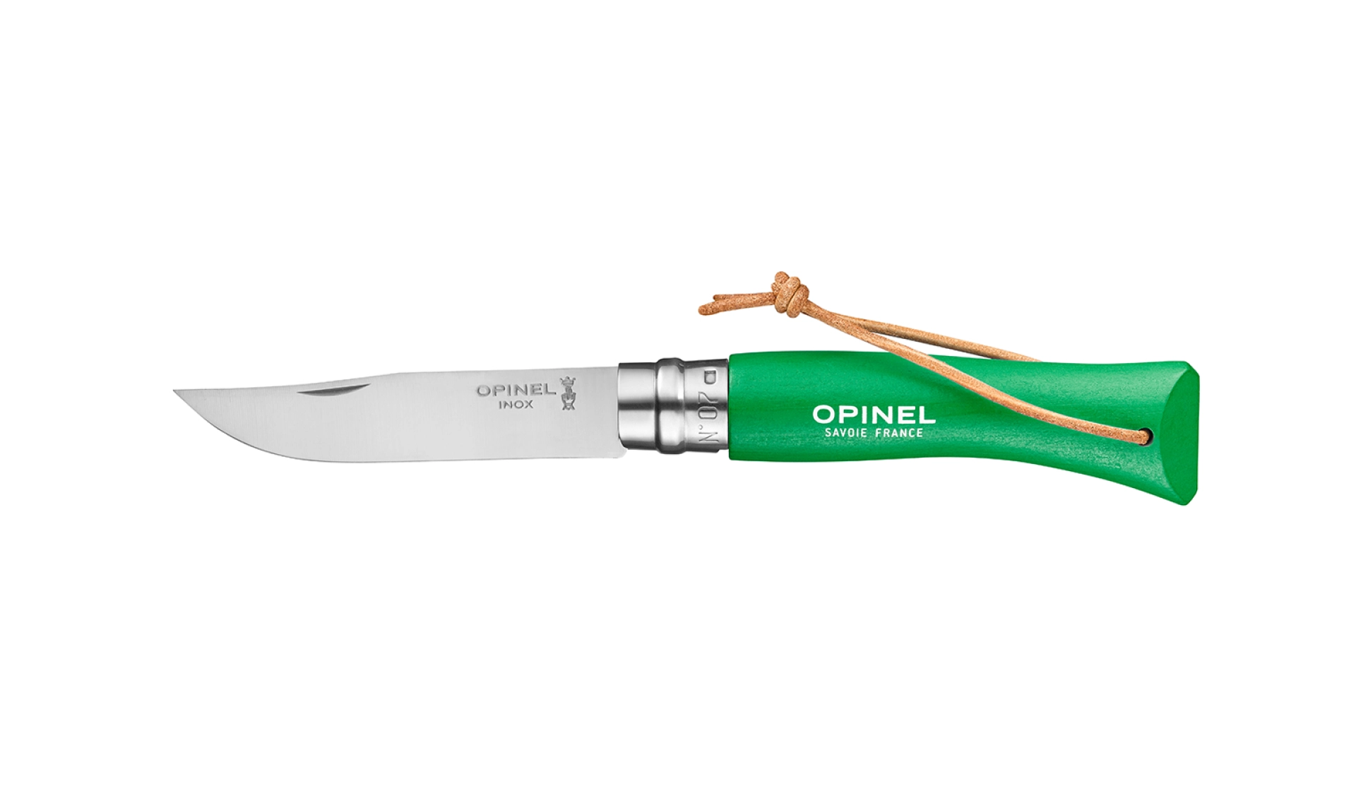 Opinel - Pocket Knife N°07 Bushwhacker Green Meadow - Customisable - Stainless steel blade 8 cm - Colored wood handle - Made in France