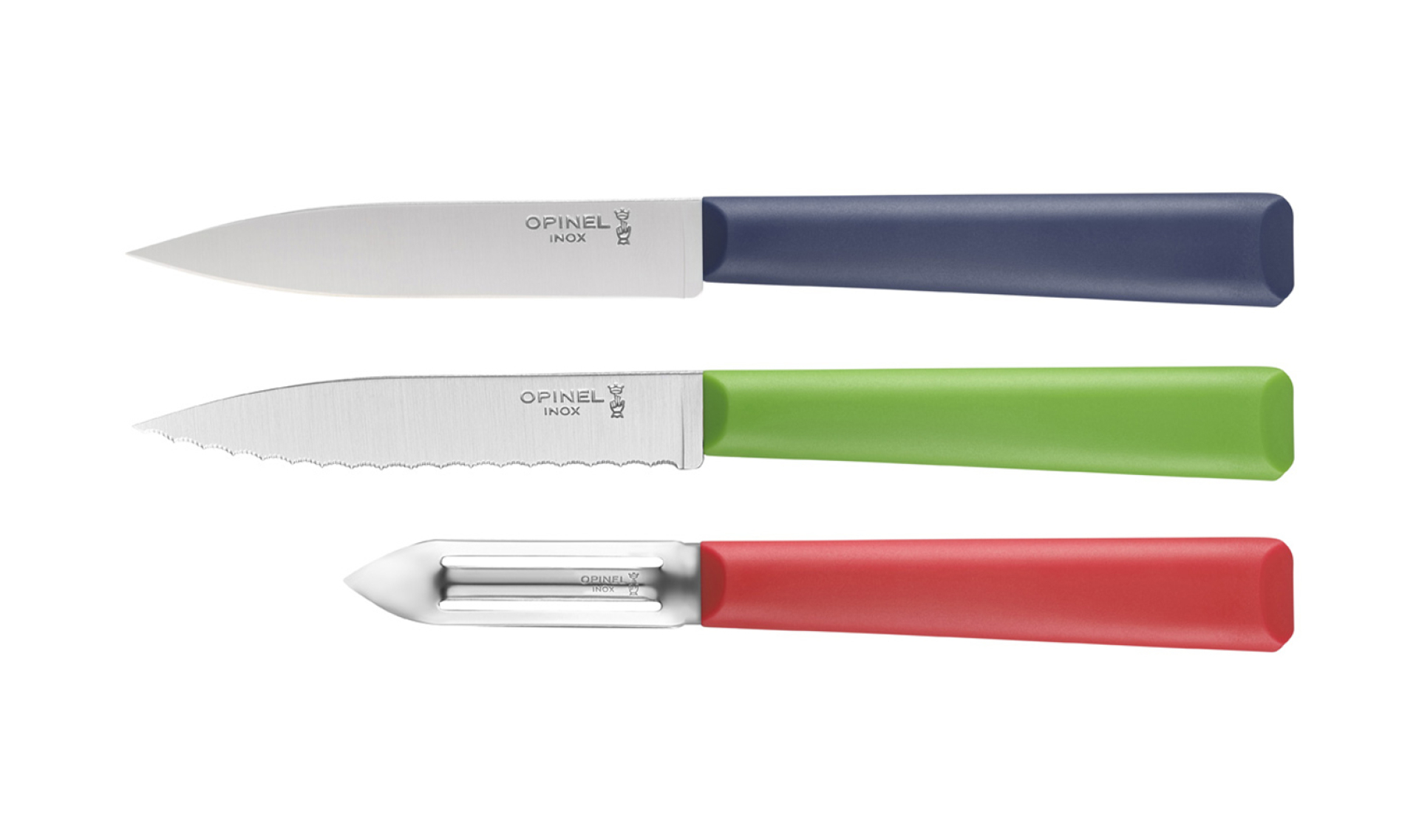 Opinel Les Essentiels + paring/serrated/peeler kitchen knife set