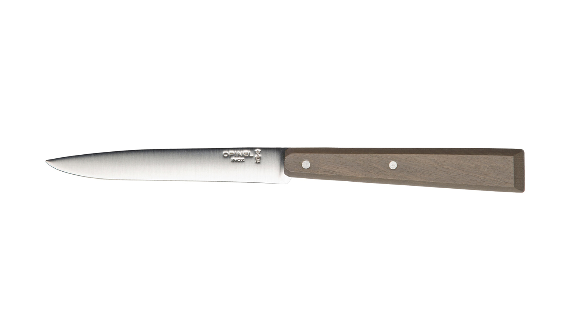 Opinel - Tischmesser N°125 Grau - Personalisierbar - Glatte Klinge aus rostfreiem Stahl 11 cm Steakmesser - Holzgriff - Made in France