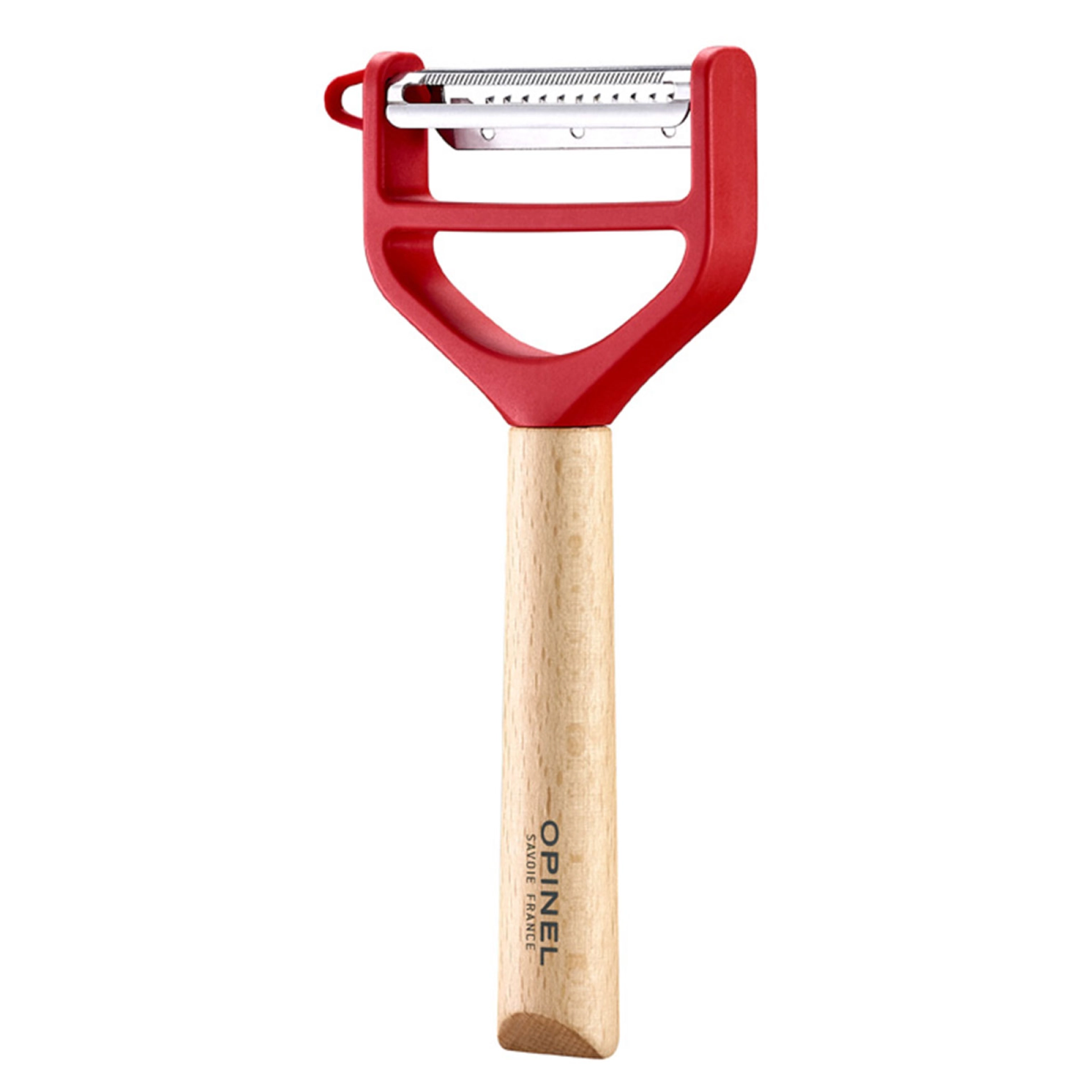Schäler T-Duo, zwei Klingen, Holz, rot