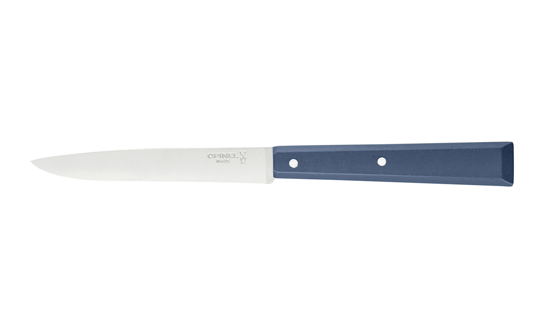 Opinel - Tischmesser N°125 Marineblau - Personalisierbar - Glatte Klinge aus rostfreiem Stahl 11 cm Steakmesser - Holzgriff - Made in France