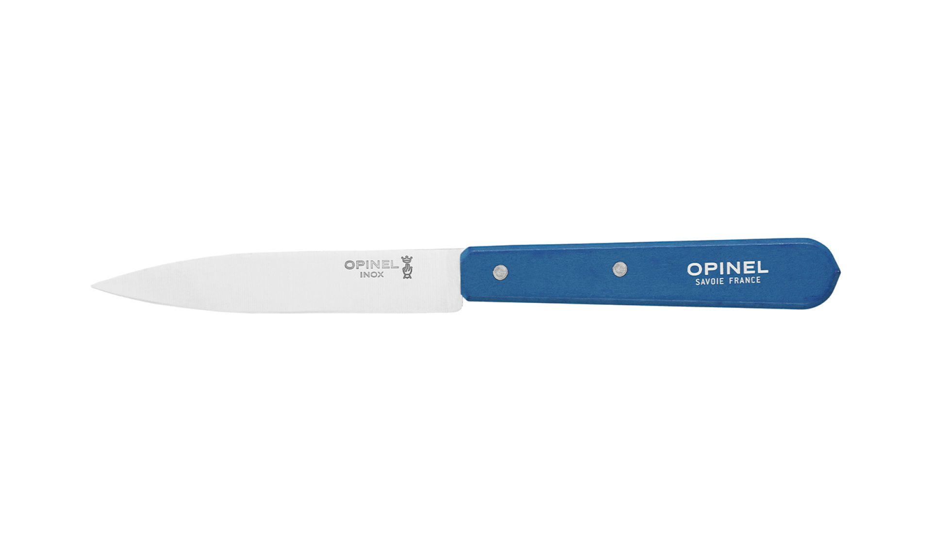 Opinel - N°112 Blue Paysage Paring Knife - 10 cm smooth stainless steel blade - Hornbeam Wood Handle - Essentiel Cuisinier Table Knife - Slicing 