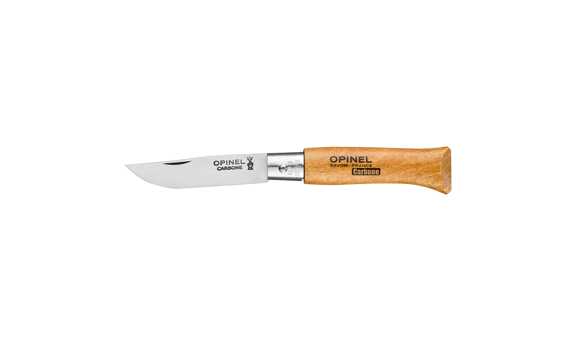 Opinel - Taschenmesser N°04 Carbon - Personalisierbar - Klinge aus Kohlenstoffstahl 5 cm - Griff aus Buchenholz - Made in France