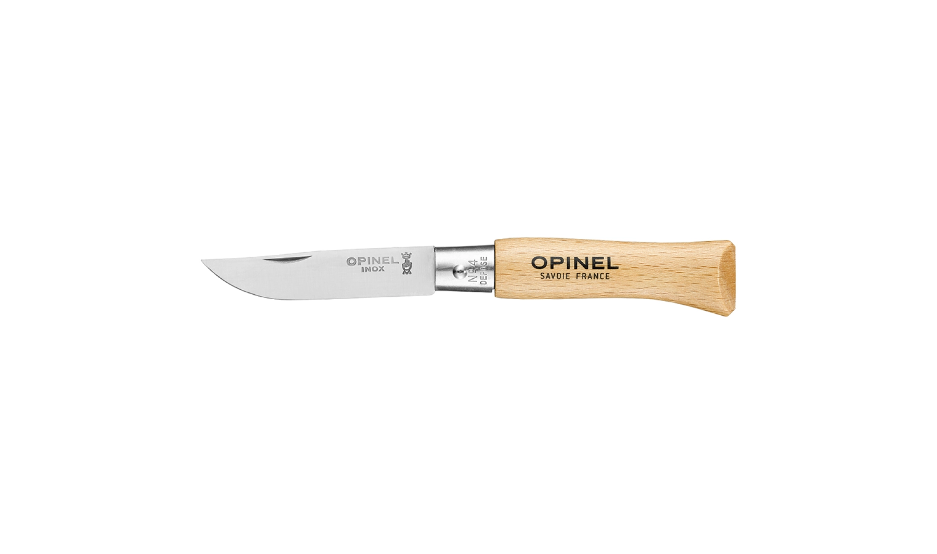 Opinel - Taschenmesser N°04 Inox - Personalisierbar - Klinge aus rostfreiem Stahl 5 cm - Griff aus Buchenholz - Made in France
