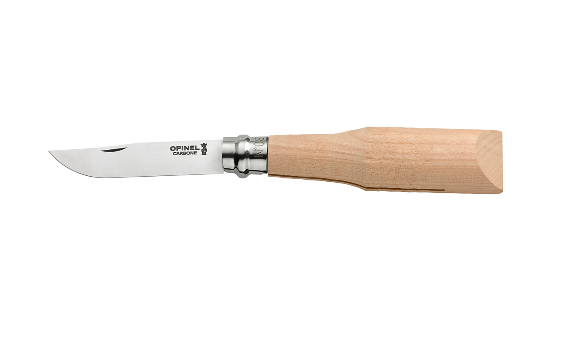 Opinel - Rough Handle Knife N°08 Cherry Wood Carbon Steel - Draft Wood Sculpture - Carving handle - 8,5 cm Carbon Steel Blade - Made in France