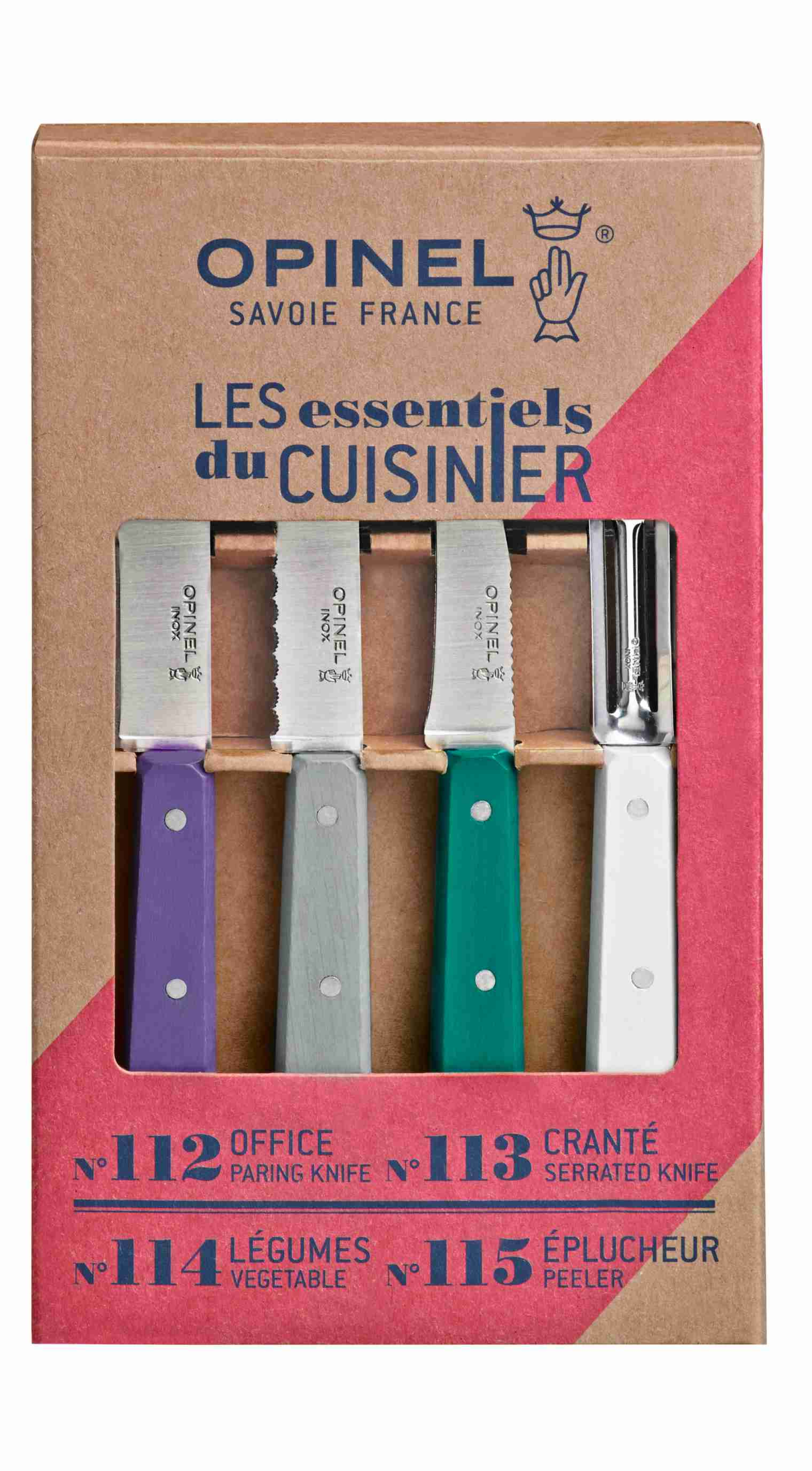 Coffret Opinel 4 couteaux cuisine Les Essentiels Naturel : office, cranté,  légumes, éplucheur
