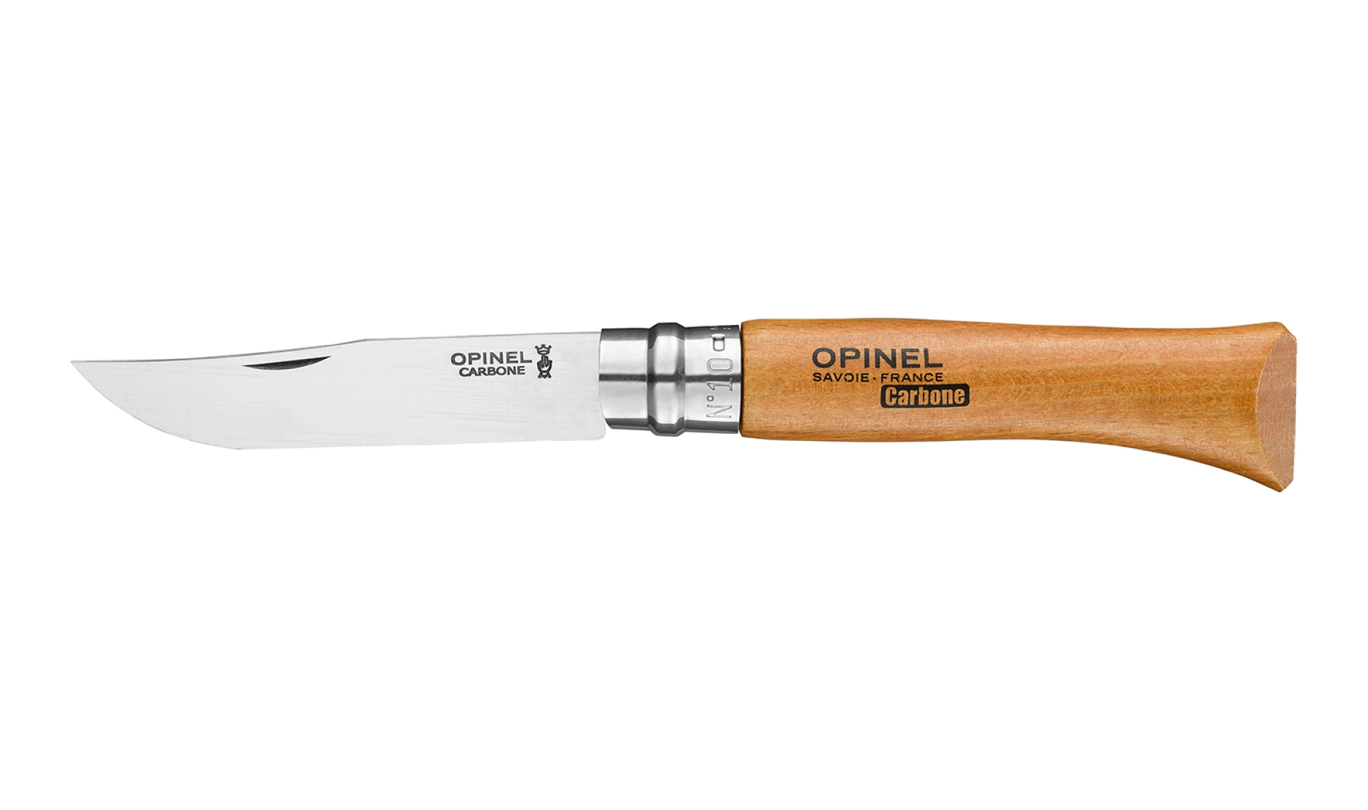 Opinel - Taschenmesser N°10 Carbon - Personalisierbar - Klinge aus Kohlenstoffstahl 10 cm - Griff aus Buchenholz - Made in France