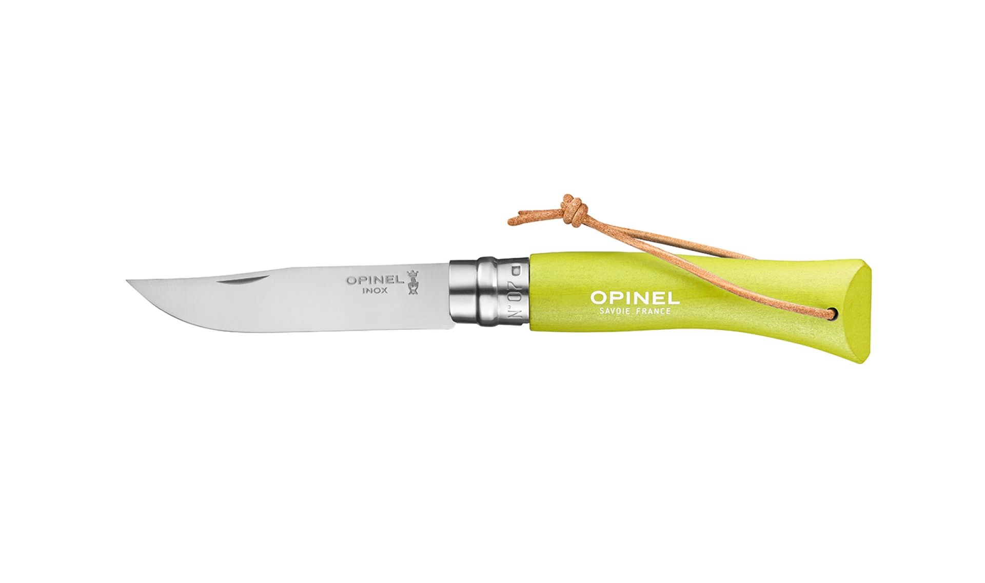 Opinel - Taschenmesser N°07 Baroudeur Anis - Personalisierbar - Klinge aus rostfreiem Stahl 8 cm - Griff aus farbigem Holz - Made in France