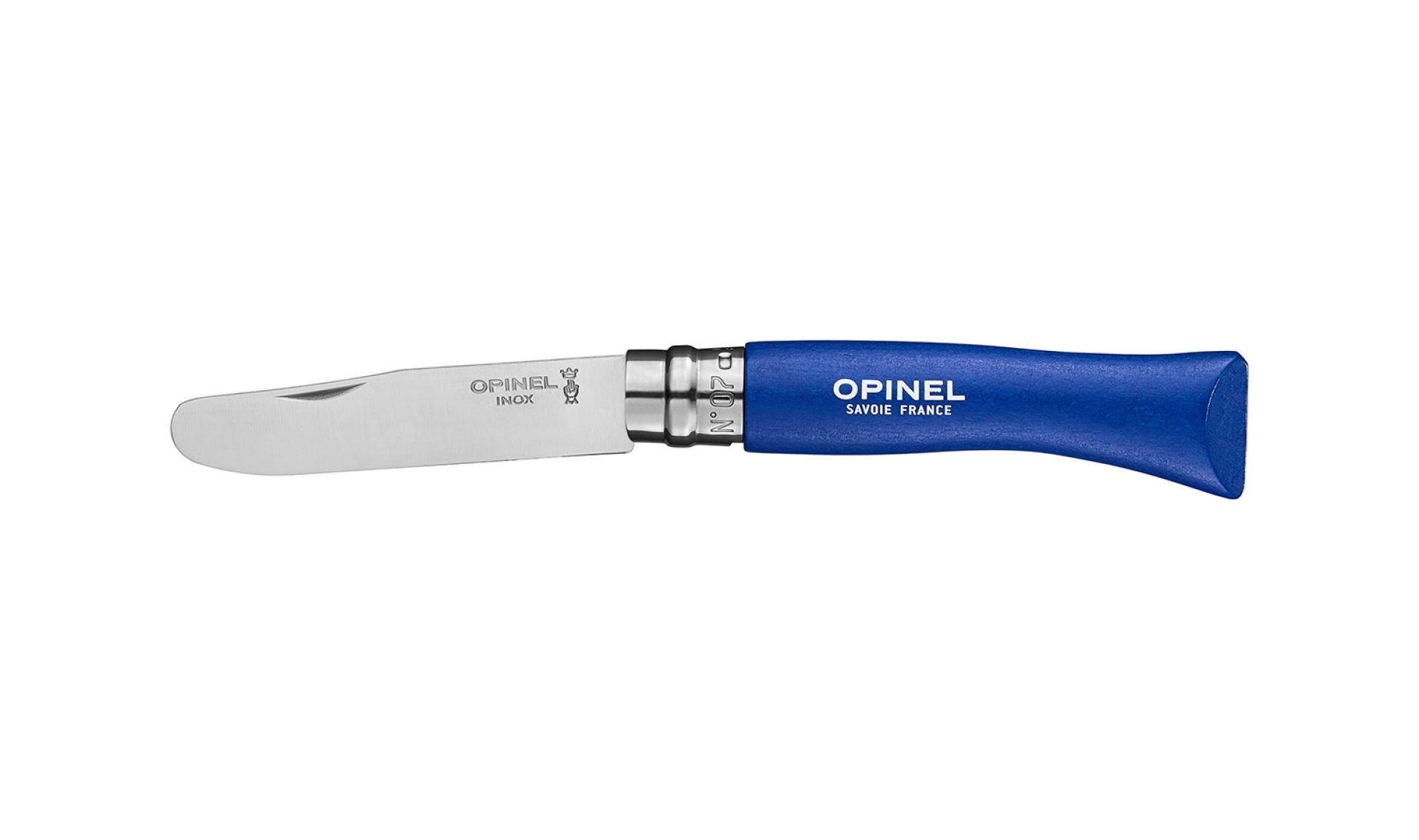 Opinel - Taschenmesser für Kinder Mein erstes Opinel Blau - Personalisierbar - Klinge mit runder Spitze 8 cm Edelstahl - Holzgriff - Made in France