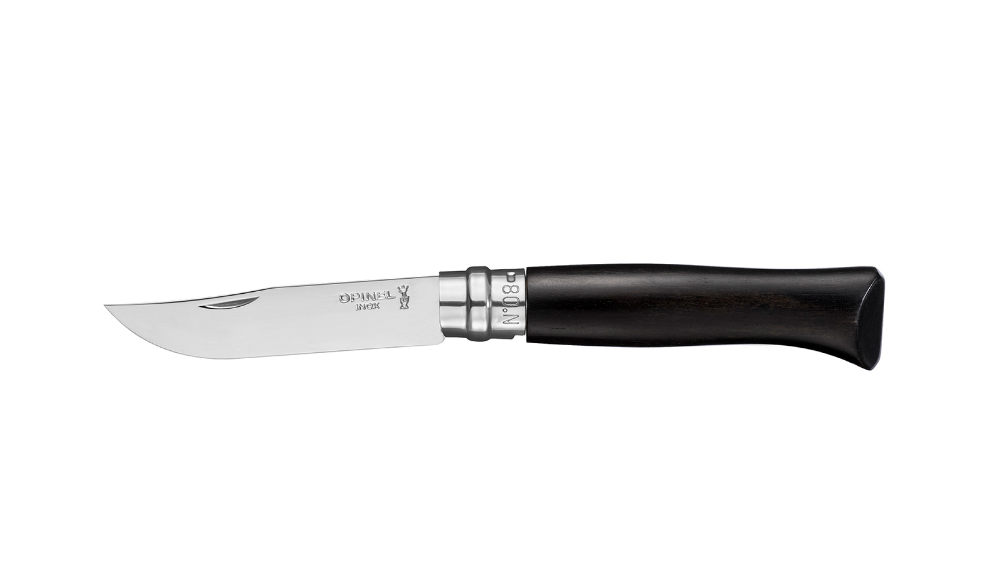 Opinel - Taschenmesser N°08 Ebenholz - Personalisierbar - Klinge aus rostfreiem Stahl Poliglace 8,5 cm - Griff Schwarz Holz Afrika - Made in France
