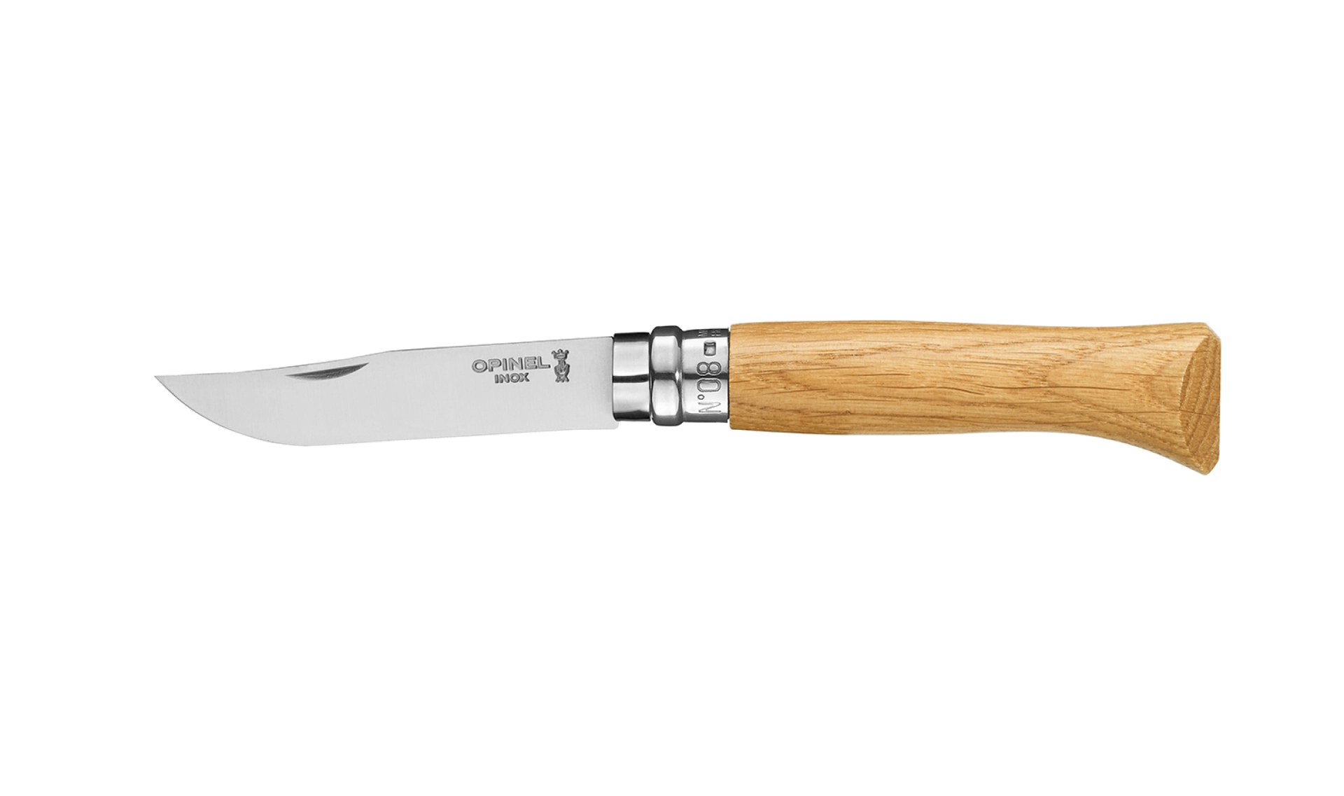 Opinel - Pocket Knife N°08 Oak - Customisable - Stainless steel blade 8.5 cm - Wooden handle - Made in France