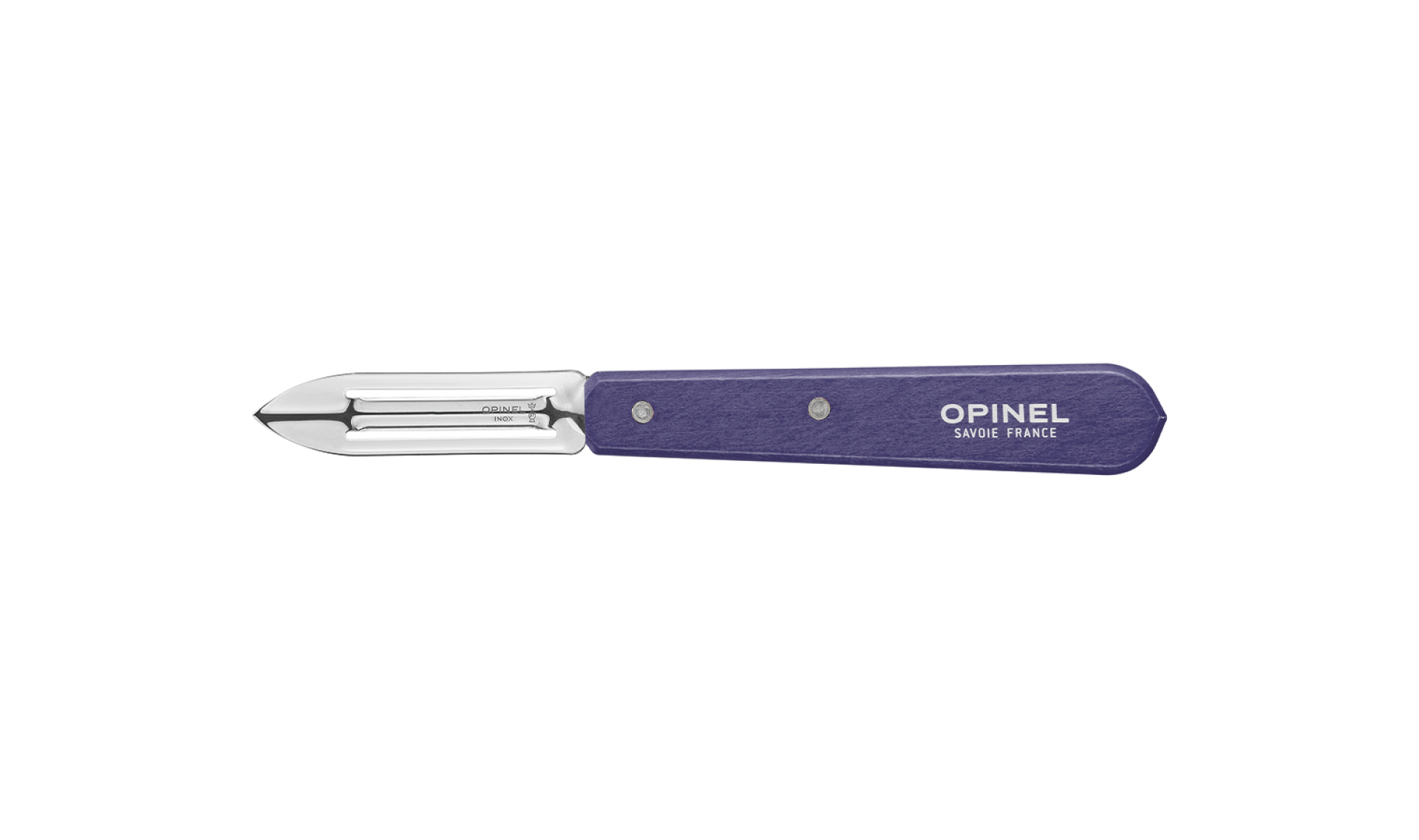 Opinel – Schäler Nr. 115 Violett – Edelstahlklinge, 6nbsp;cm – Griff aus Weißbuchenholz – Unverzichtbar zum Kochen – Sparschäler – Schneiden, 