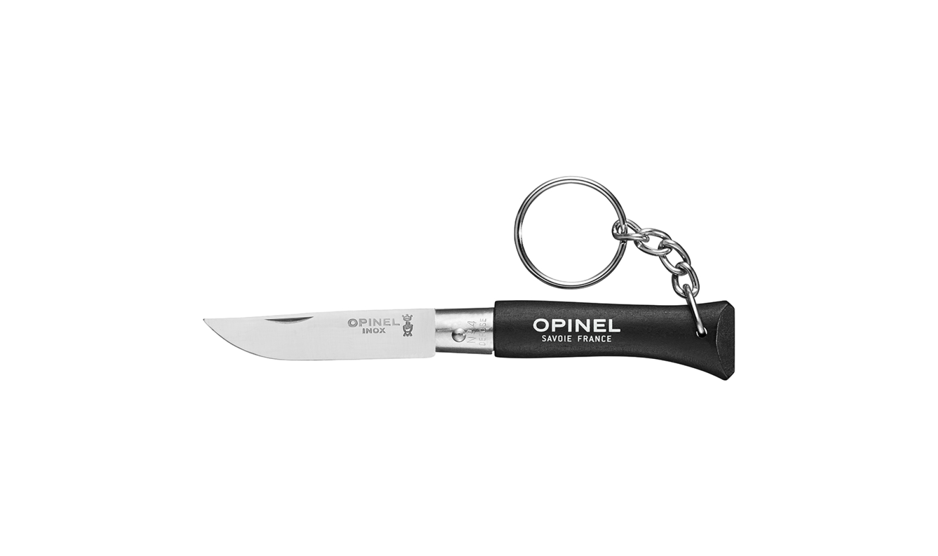 Opinel - Pocket Knife Keychain N°04 Dark Brown - Customisable - Stainless steel blade 5 cm - Coloured Wooden Handle - Made in France