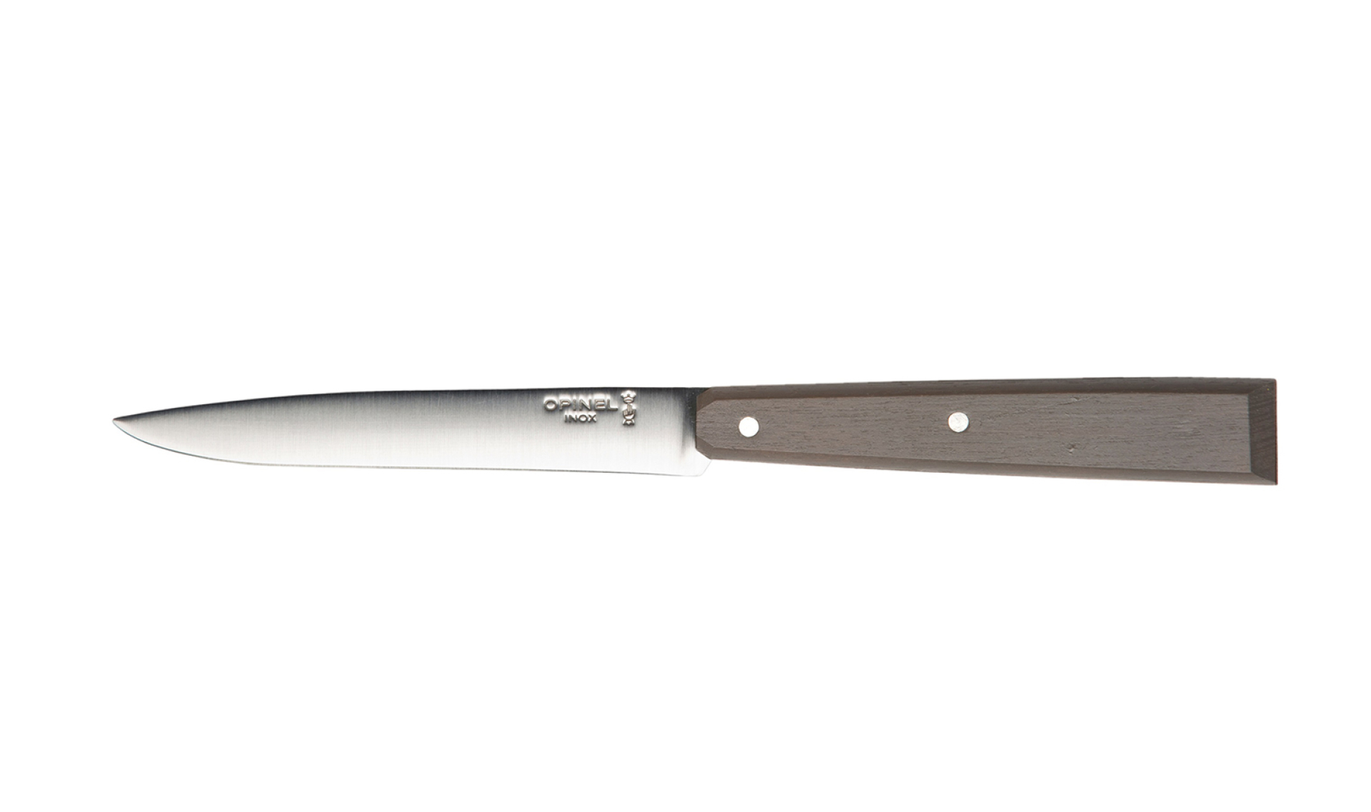 Opinel - Table Knife N°125 Grey Pepper - Customisable - Smooth stainless steel steak blade 11 cm - Wooden handle - Made in France