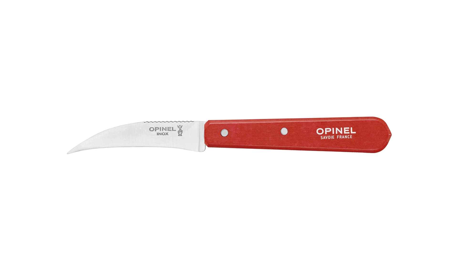 Opinel – Gemüsemesser Nr. 114 Rot Paysage – Mit 7-cm-Tournierklinge aus Edelstahl – Griff aus Weißbuchenholz – Unentbehrlich zum Kochen