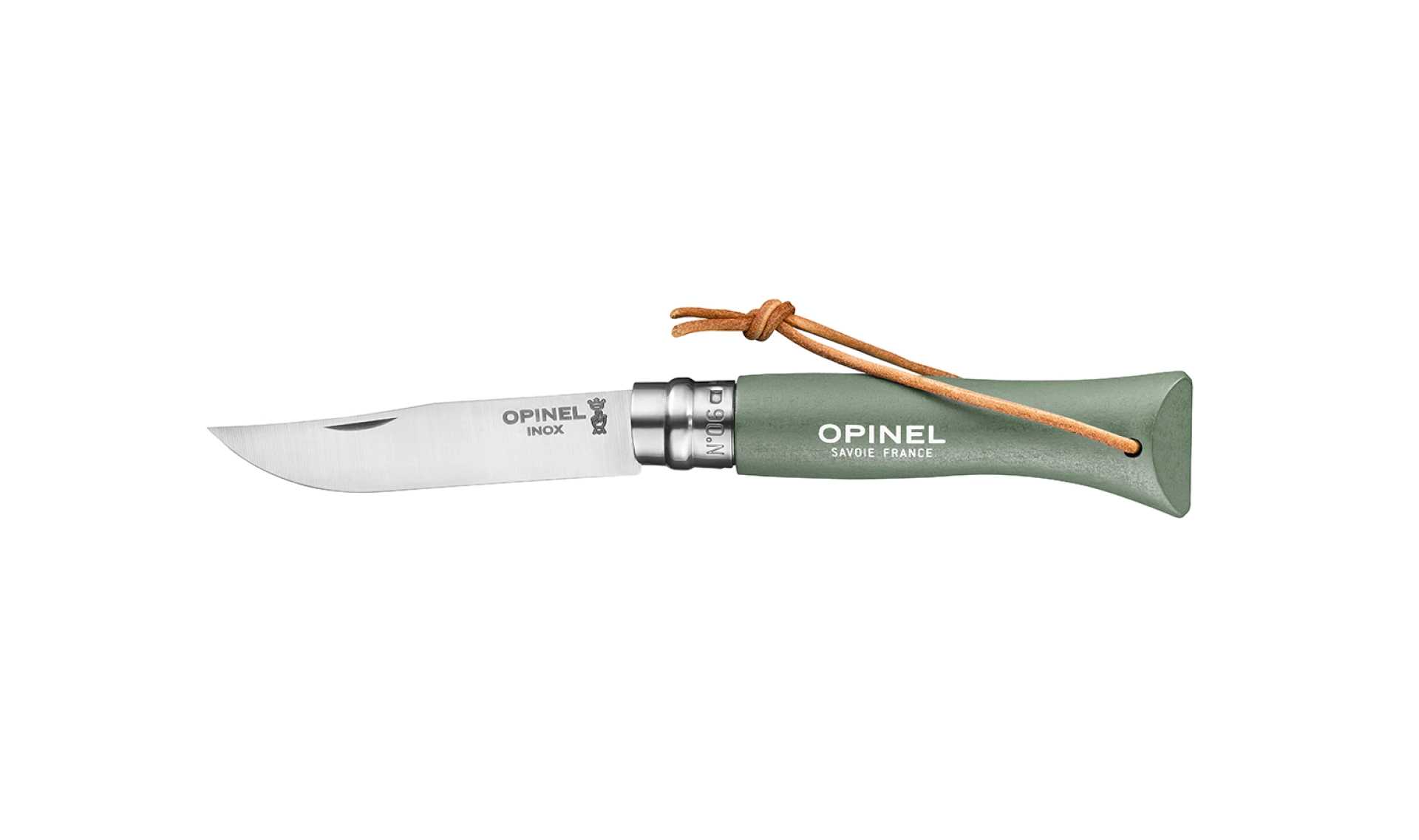 Opinel - Taschenmesser N°06 Baroudeur Salbei - Personalisierbar - Klinge aus rostfreiem Stahl 7 cm - Griff aus farbigem Holz - Made in France