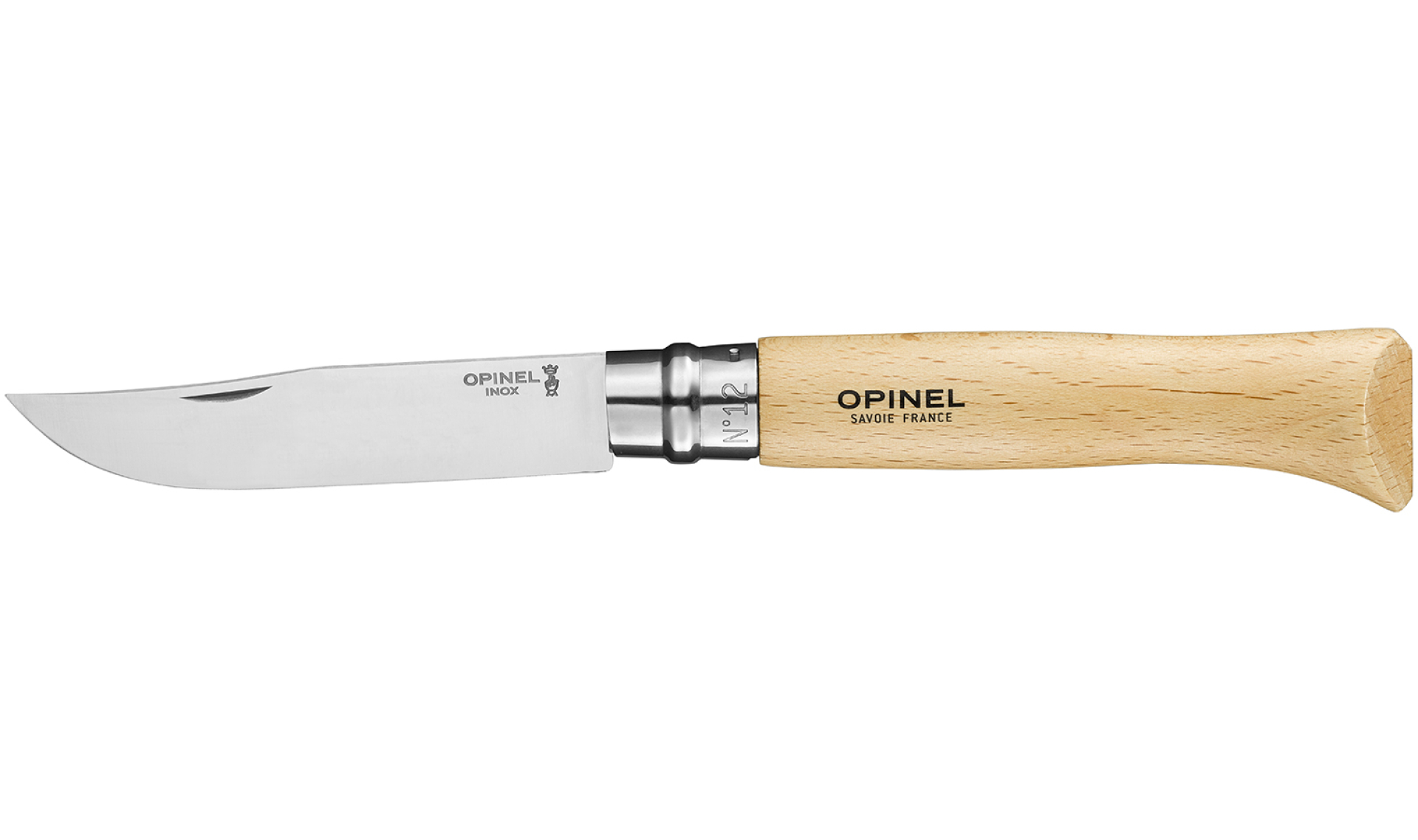 Opinel - Taschenmesser N°12 Inox - Personalisierbar - Klinge aus rostfreiem Stahl 12 cm - Griff aus Buchenholz - Made in France
