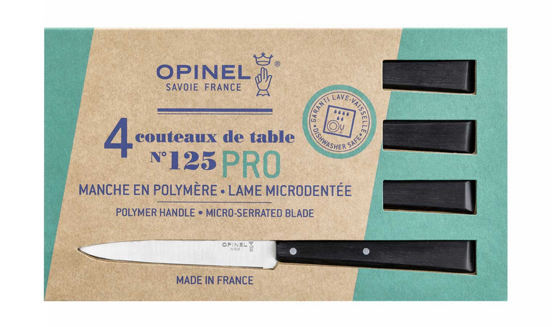 Box of 4 steak knives N°125 Pro blade 11cm micro serrated