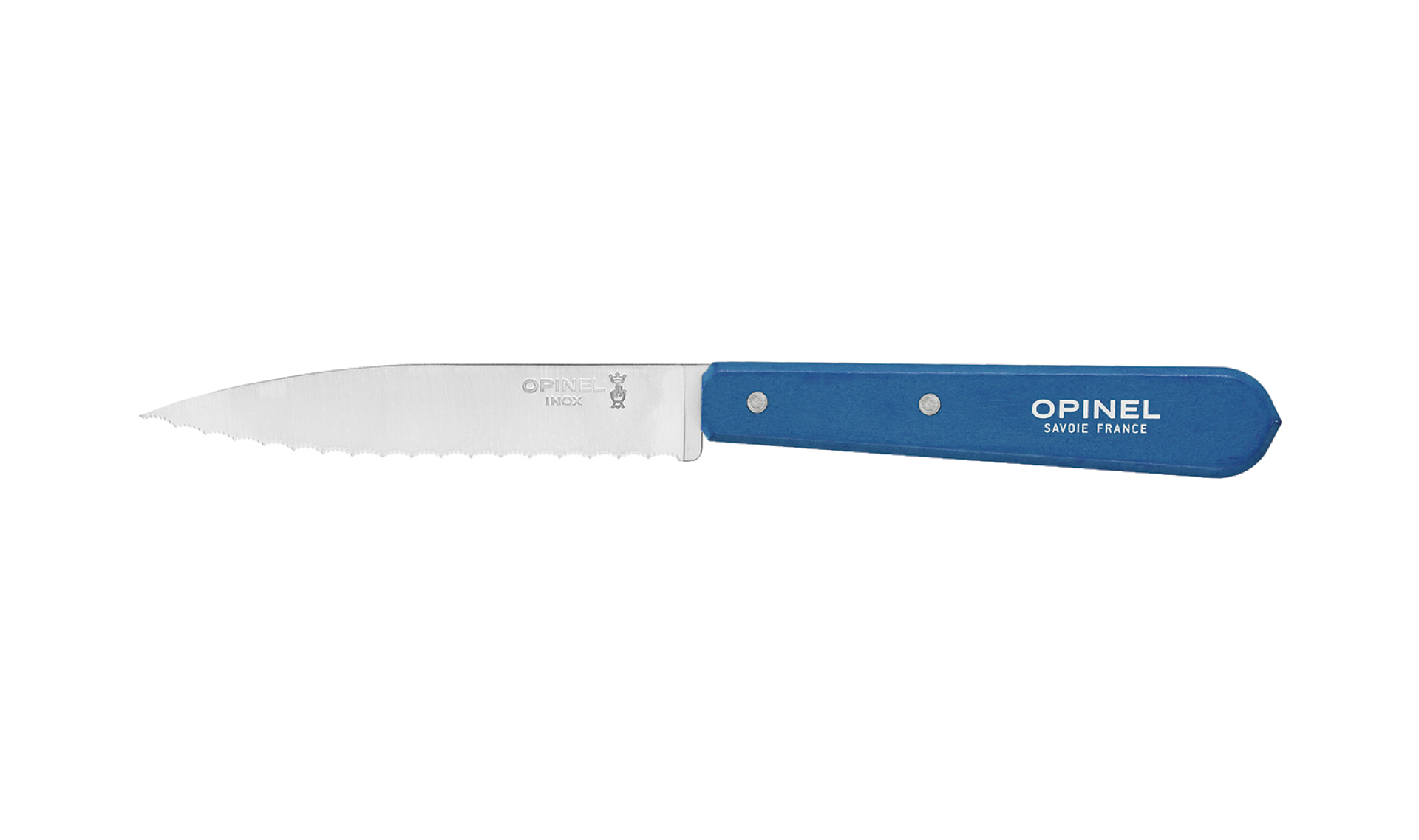 Opinel – Rillenmesser Nr. 113 Blau – Edelstahlklinge 10 cm – Griff aus Weißbuchenholz – Unentbehrlich für Tisch und Küche – Schneiden, schnetzeln