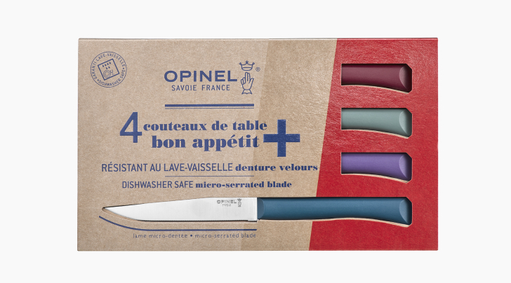 Opinel 254462 Bon appetit - Coltello da tavola in acciaio 12C27 con manico in acciaio INOX e acciaio INOX