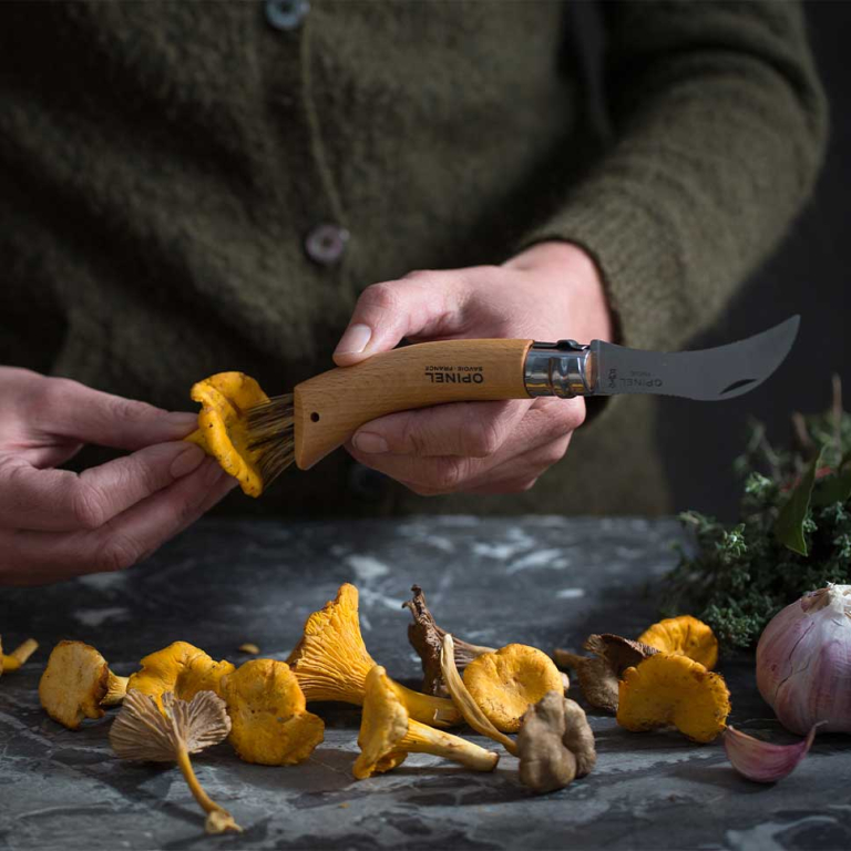 Couteau à champignon avec brosse et cordon