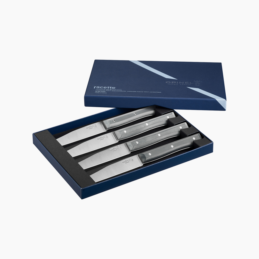 Coffret de 4 couteaux de table Facette Ardoise Microdenté
