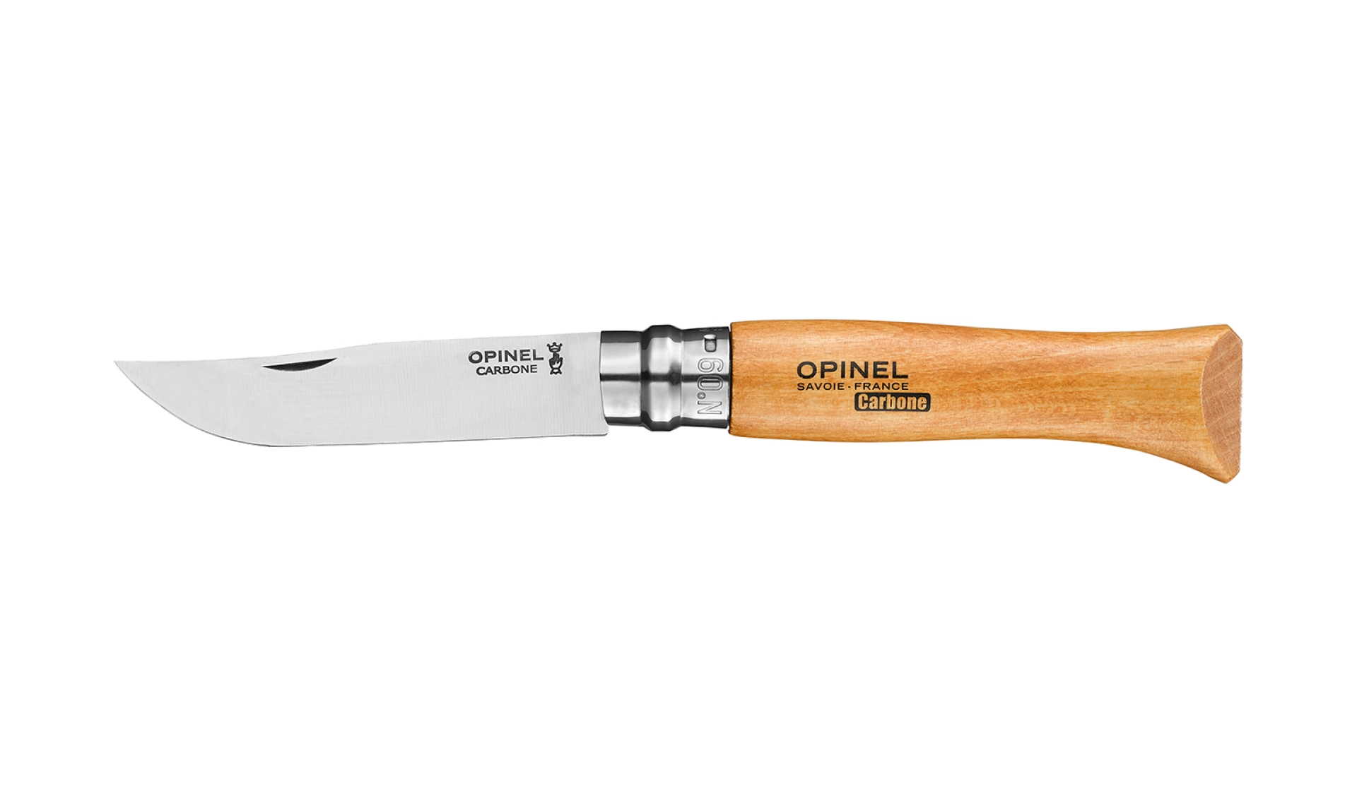 Opinel - Pocket Knife N°09 Carbon - Customisable - Carbon steel blade 9 cm - Beechwood handle - Made in France