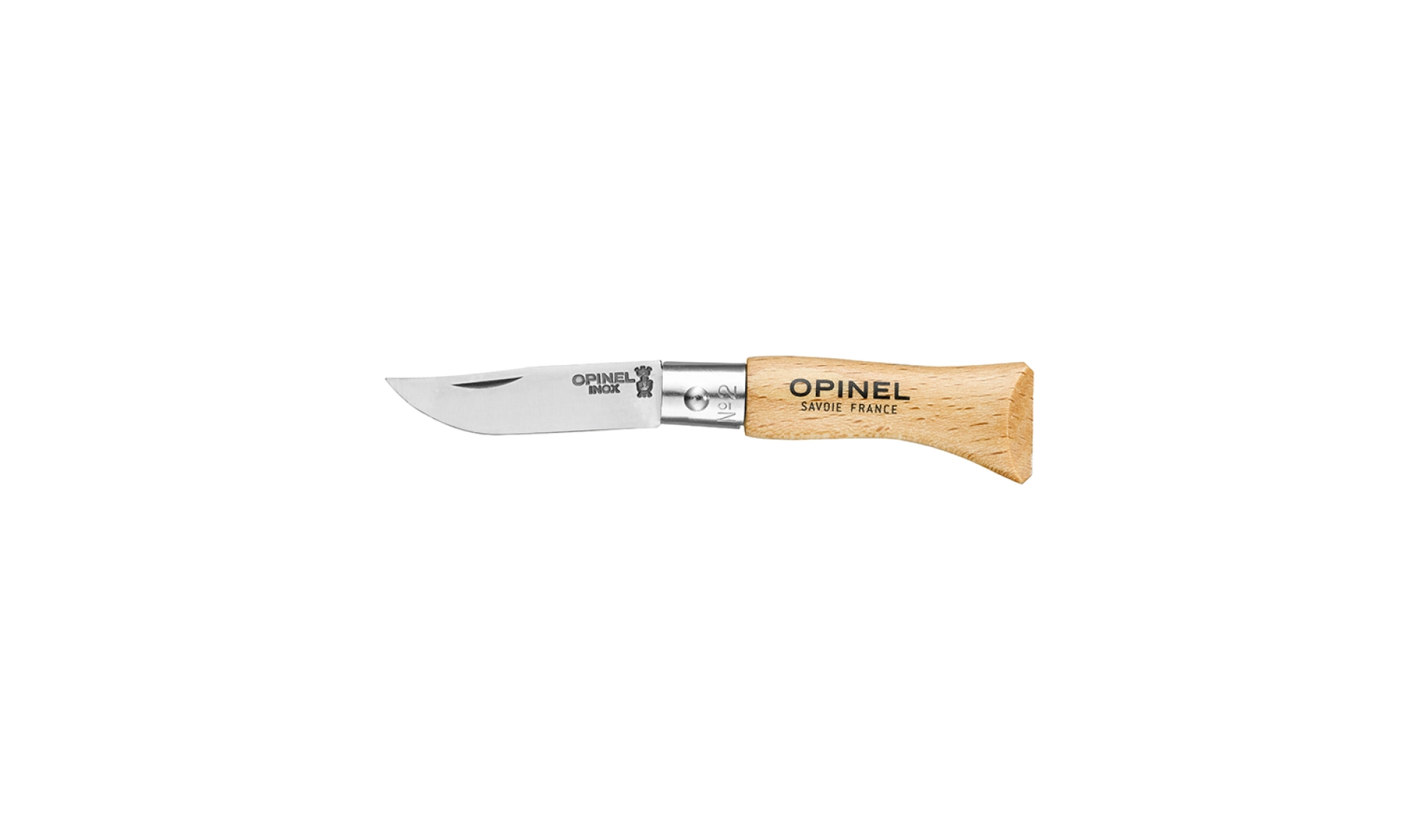 Opinel - Pocket Knife N°02 Inox - Stainless Steel blade 3,5 cm- Beechwood handle - Made in France