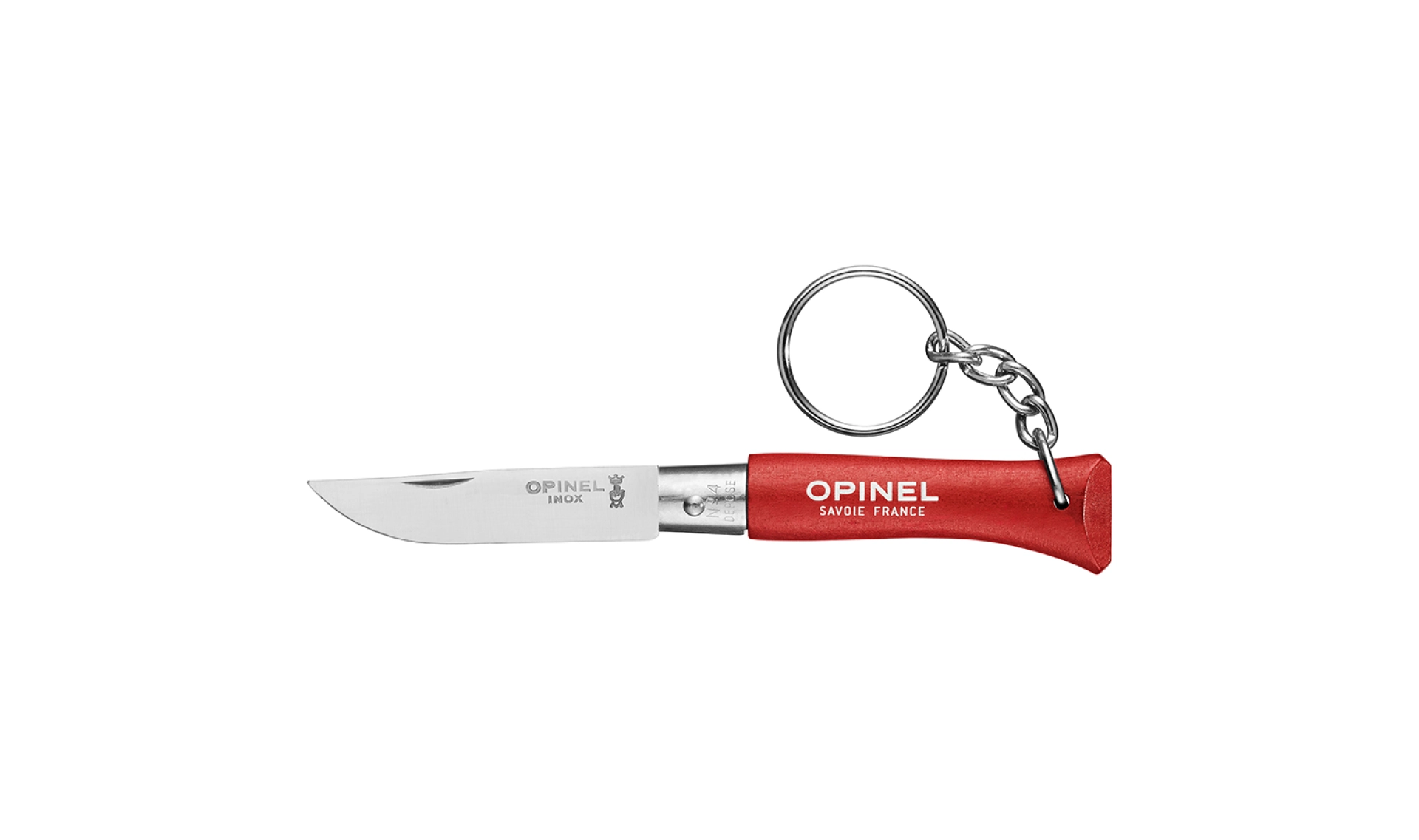 Opinel - Taschenmesser Schlüsselanhänger N°04 Rot - Personalisierbar - Klinge aus rostfreiem Stahl 5 cm - Holzgriff - Made in France